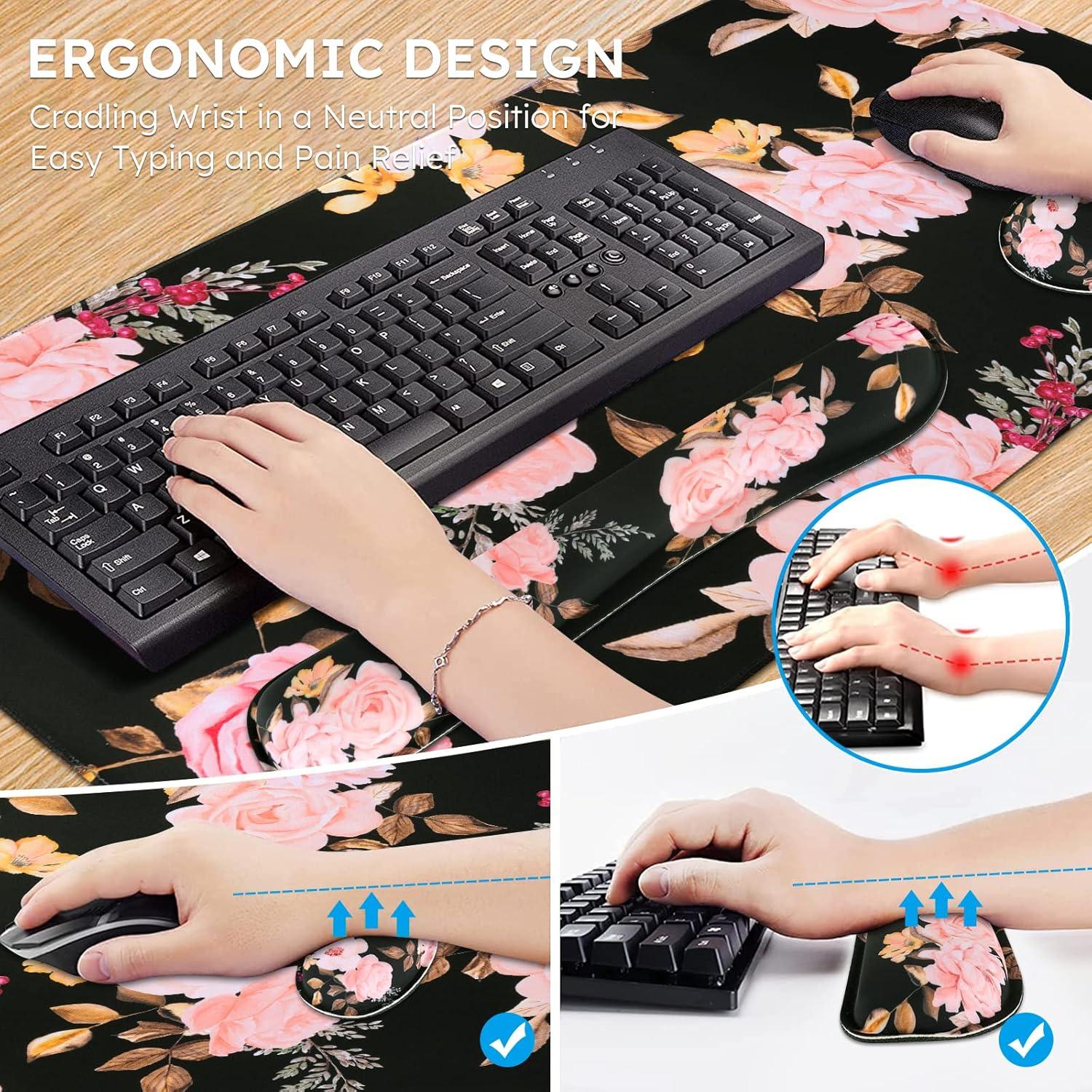 Conjunto Alfombrilla de Teclado y Ratón iCasso XXL Ergonómico