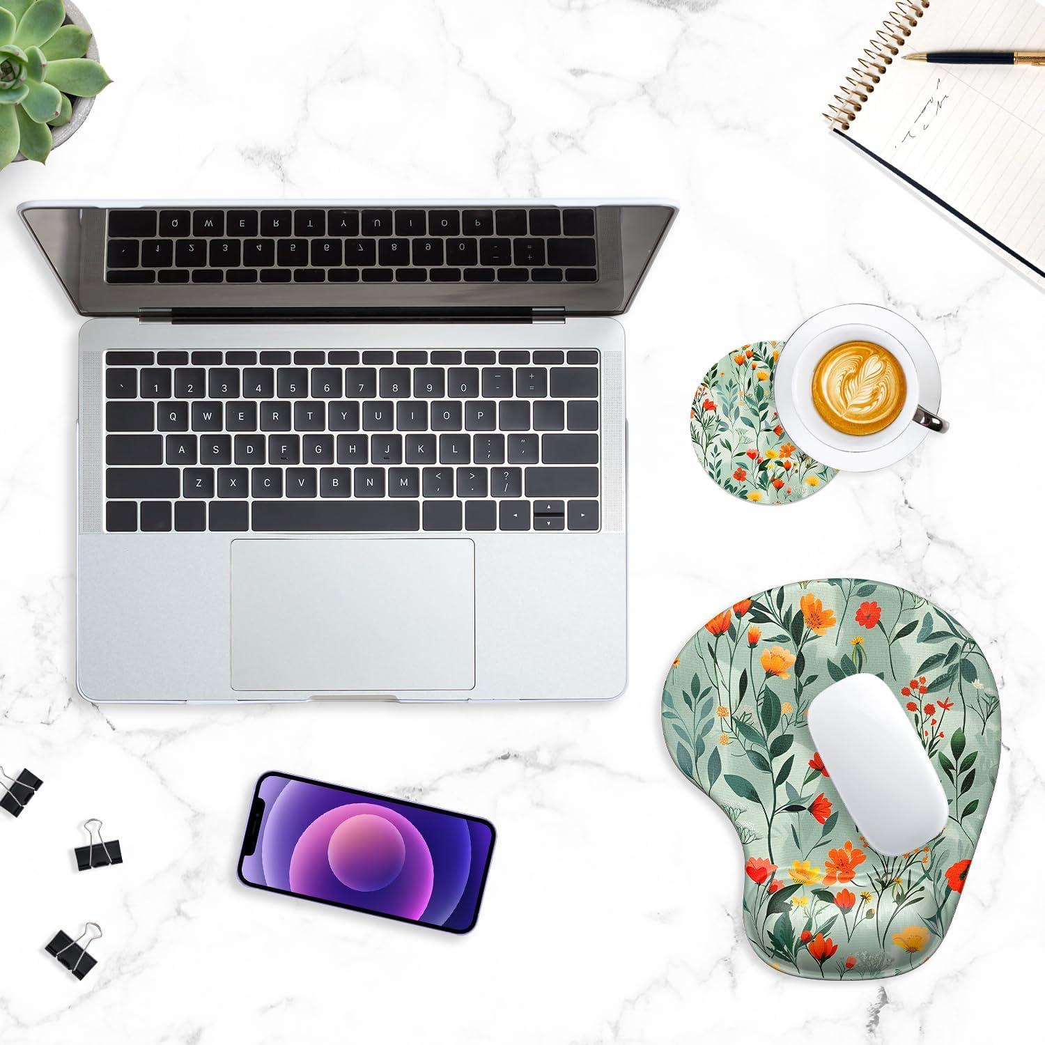 Alfombrilla Ergonómica ITNRSIIET con Reposamuñecas y Flores