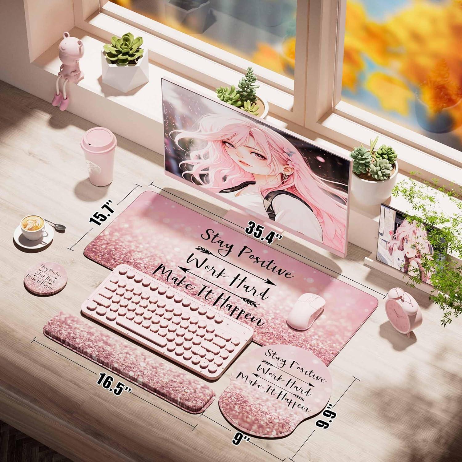 Juego de Alfombrilla de Ratón y Reposamuñecas VINEBURY Rosa