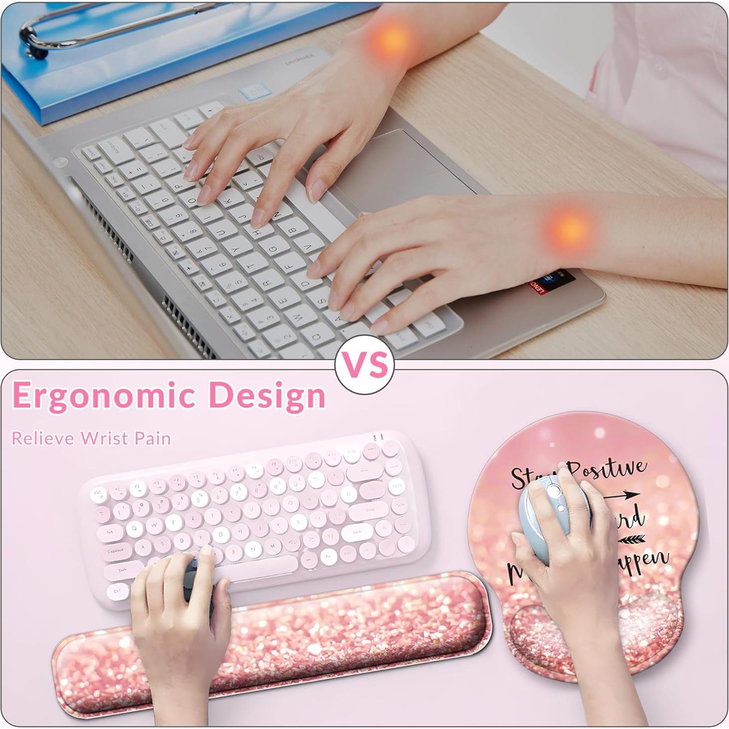 Juego de Alfombrilla de Ratón y Reposamuñecas VINEBURY Rosa