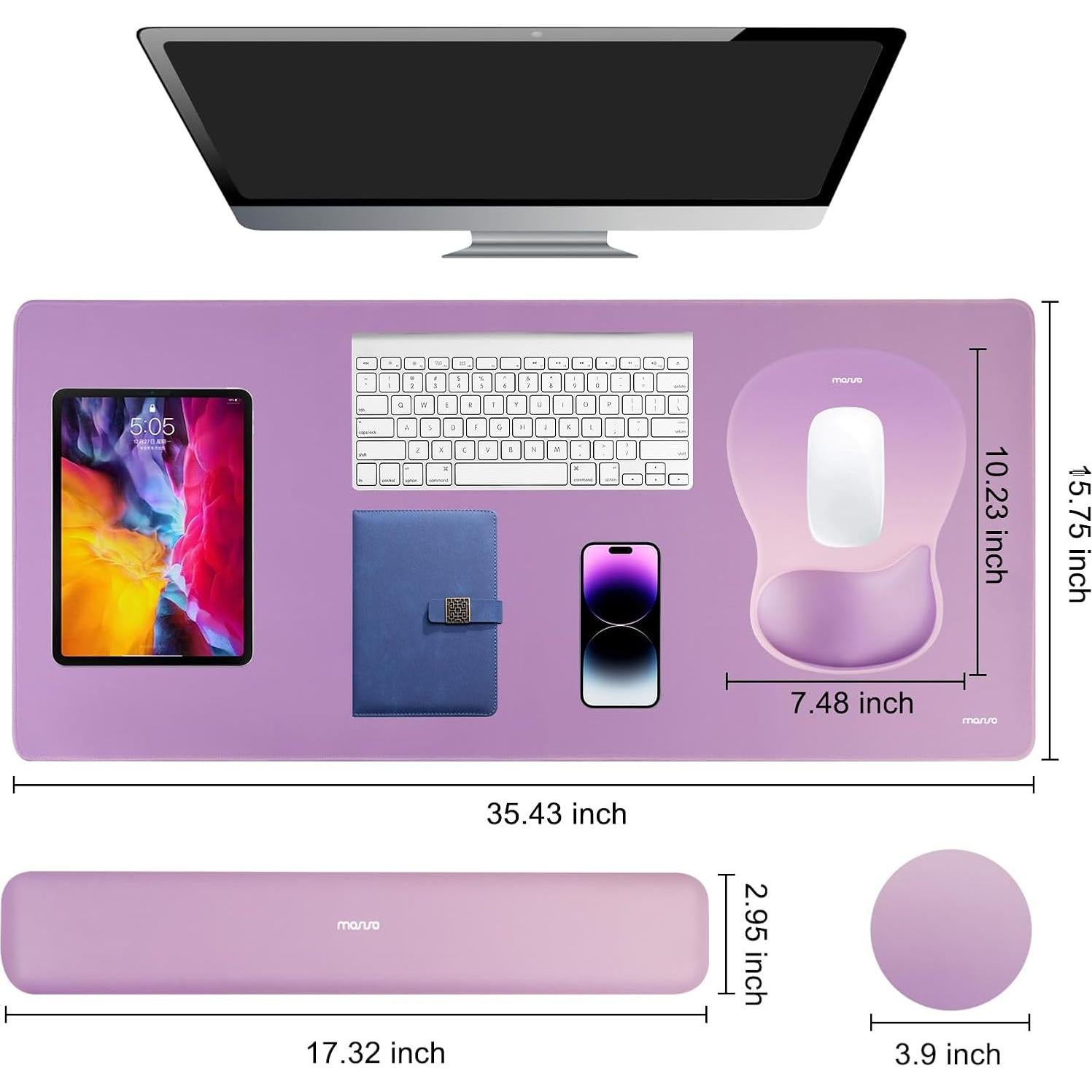 Conjunto Alfombrilla de Teclado y Ratón MOSISO Ergonómico Púrpura