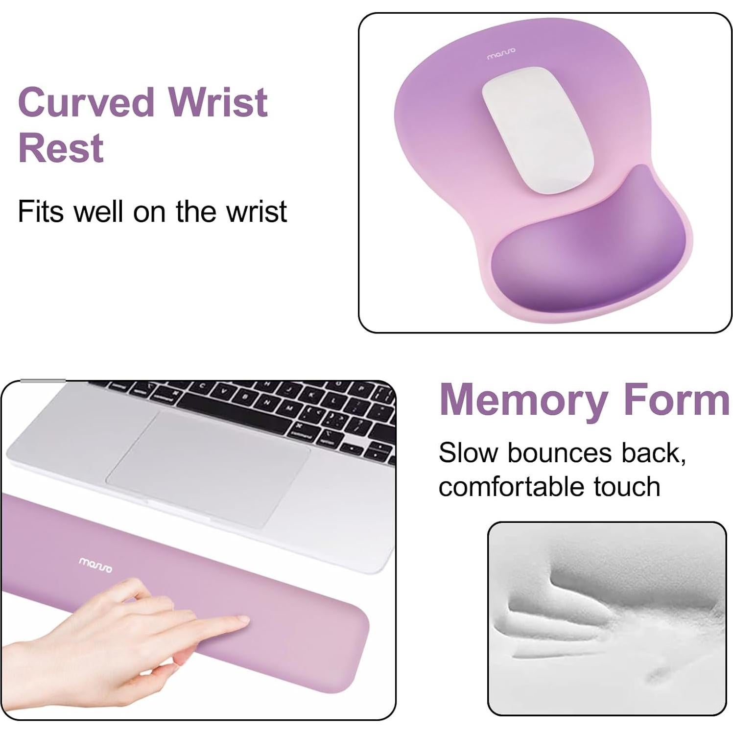 Conjunto Alfombrilla de Teclado y Ratón MOSISO Ergonómico Púrpura