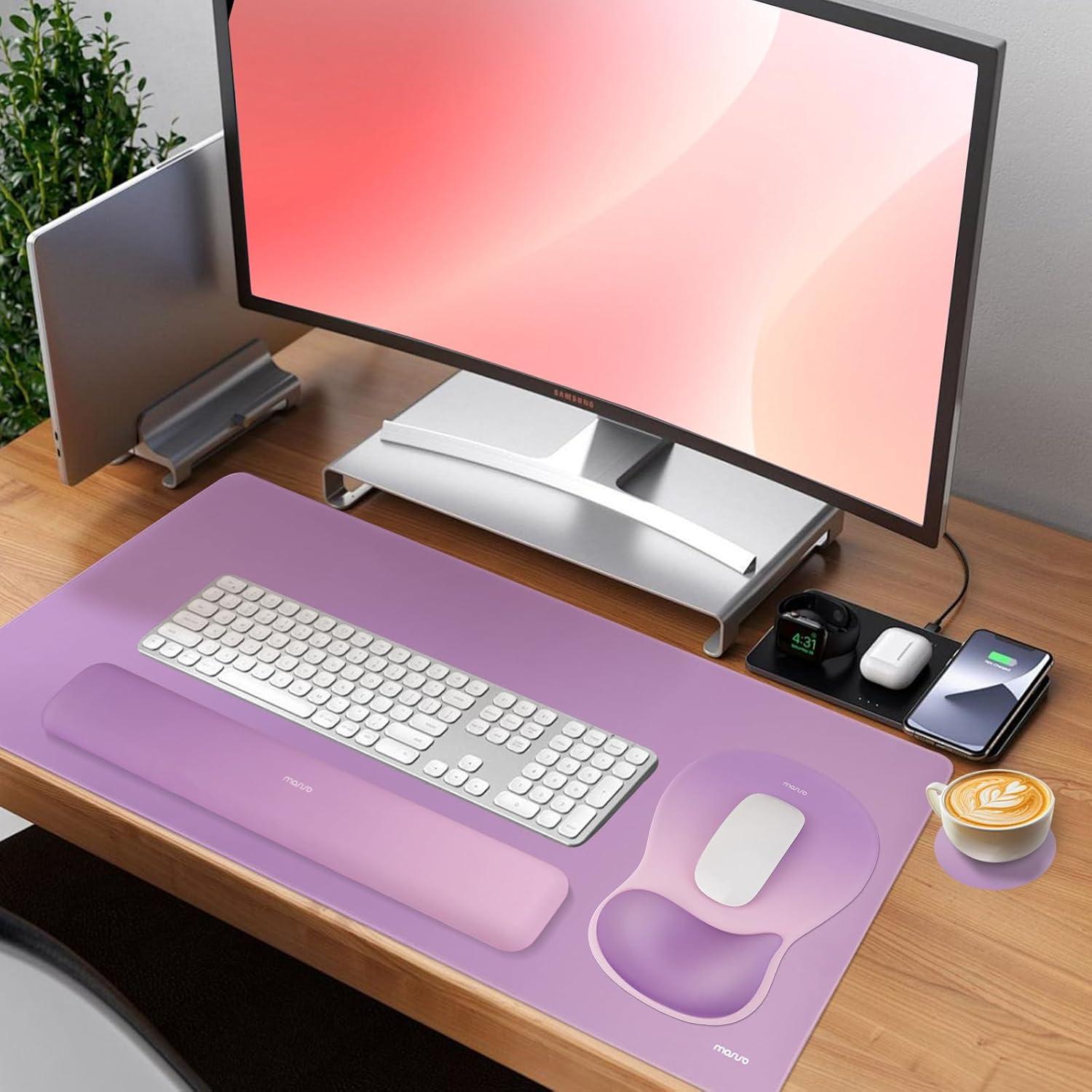 Conjunto Alfombrilla de Teclado y Ratón MOSISO Ergonómico Púrpura