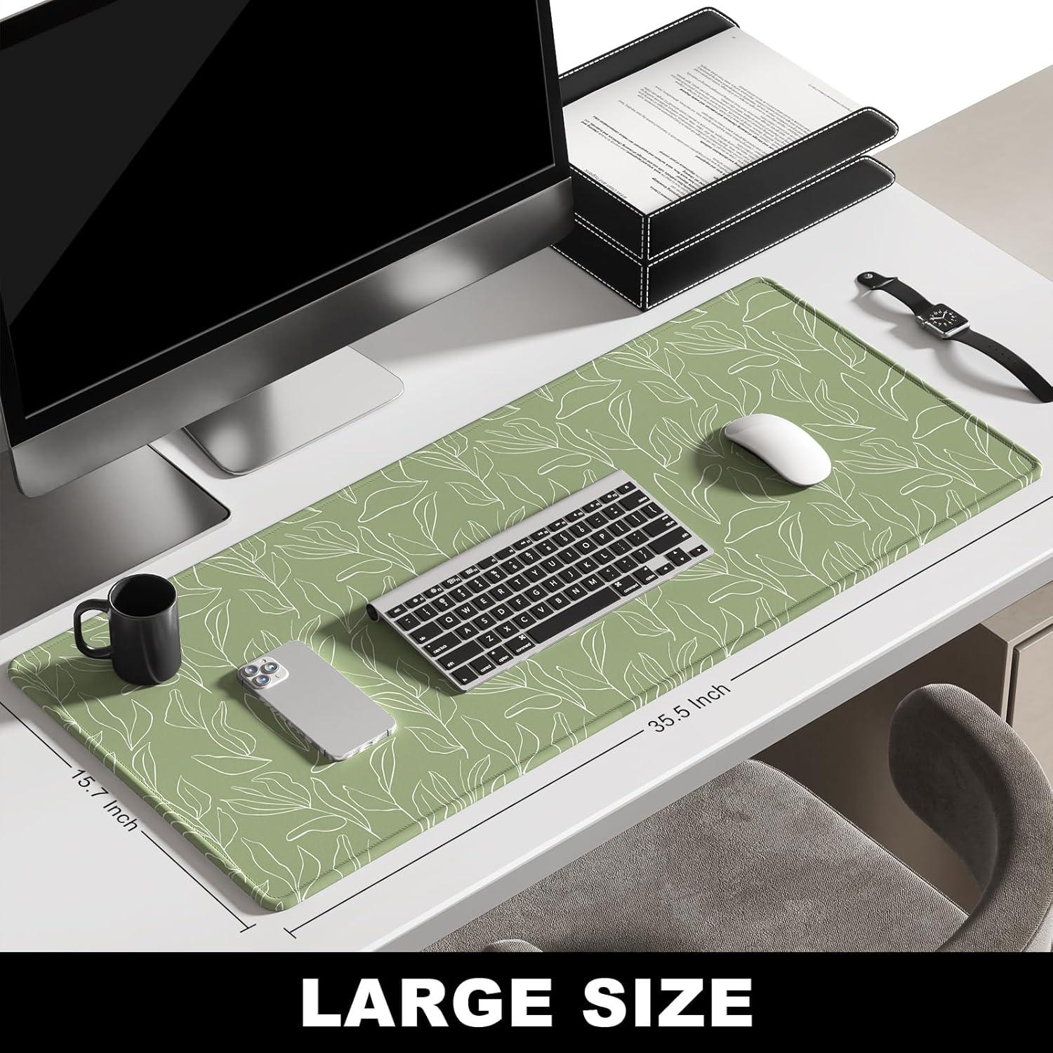 Alfombrilla de Ratón Grande BOSOBO Hoja Verde Minimalista 90x40 cm