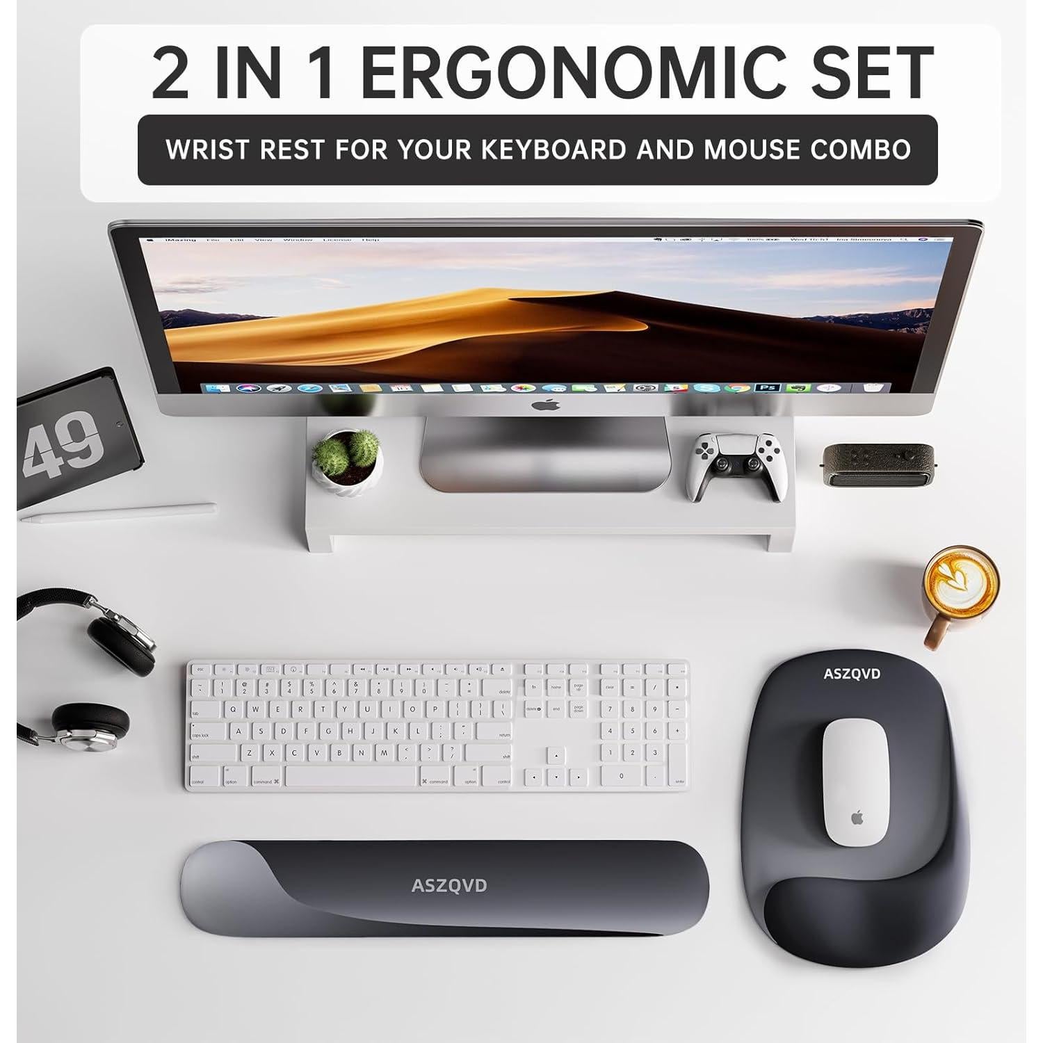 Alfombrilla de Mouse y Teclado Ergonomica Aszqvd con Reposamuñecas