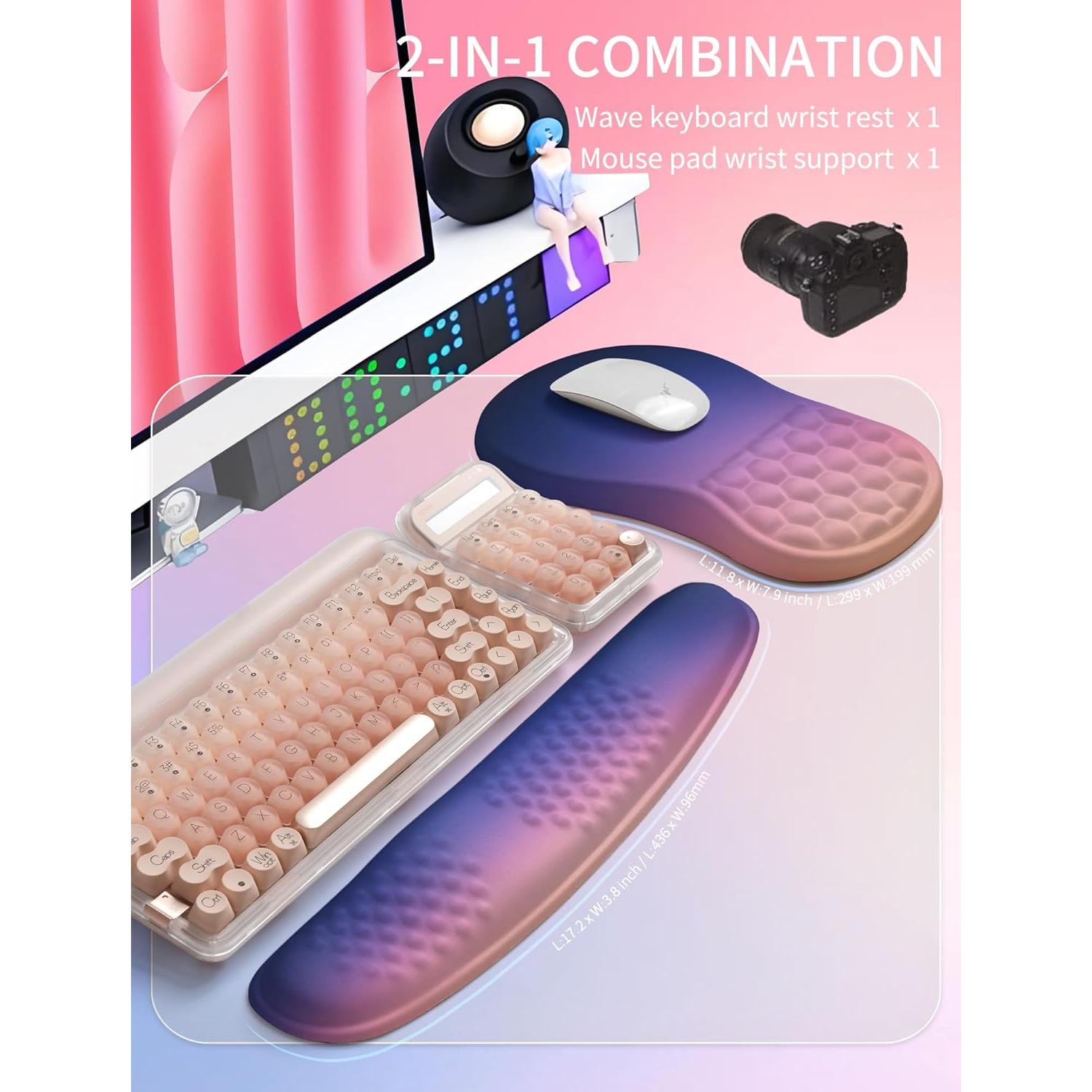 Reposamuñecas Ergonómico Hokafenle 2en1 con Almohadilla de Ratón