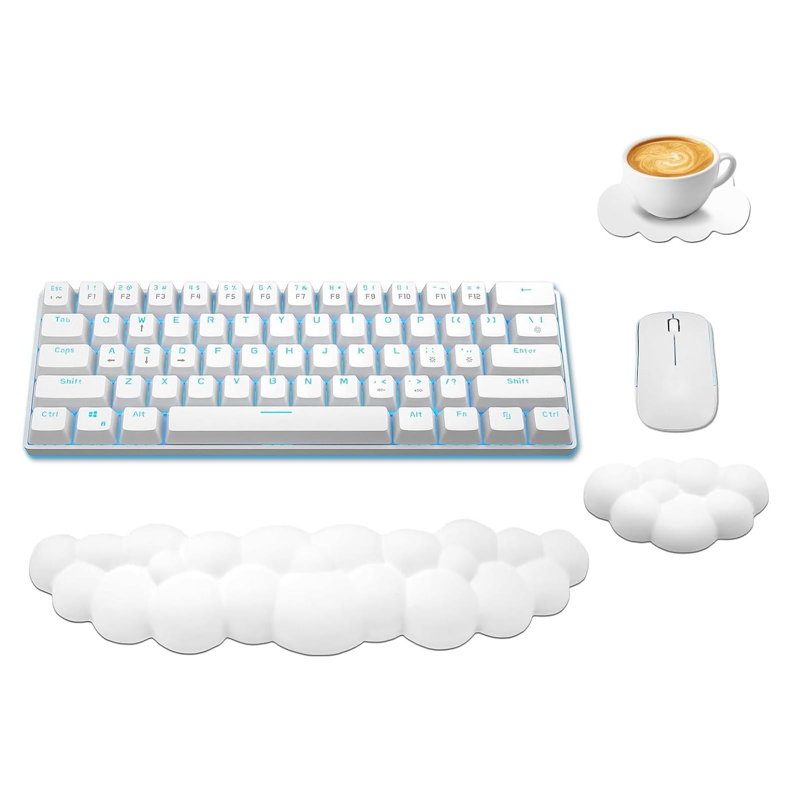 Conjunto de Reposamuñecas Nubes Ergonomicos heqxwl - Blanco