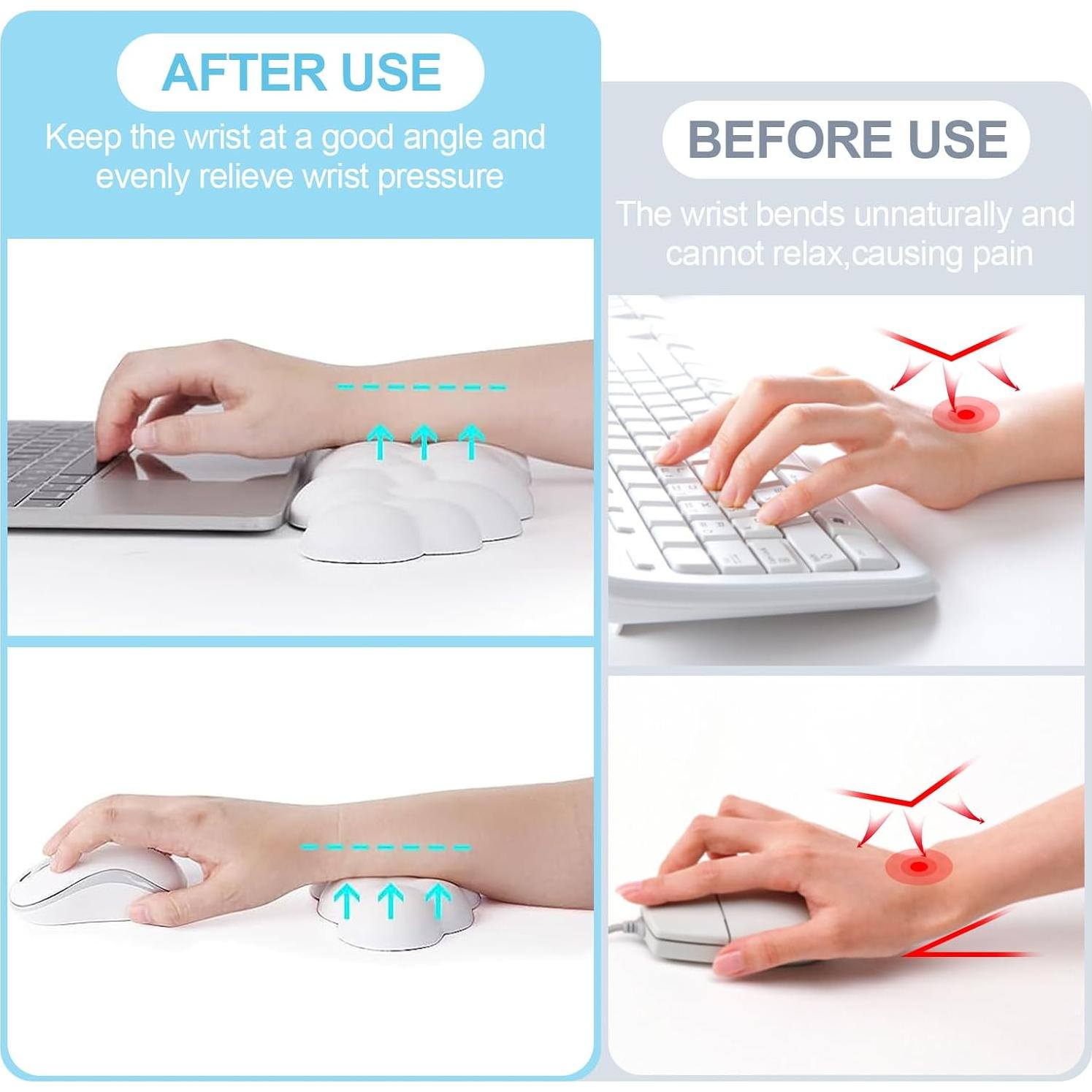 Conjunto de Reposamuñecas Nubes Ergonomicos heqxwl - Blanco