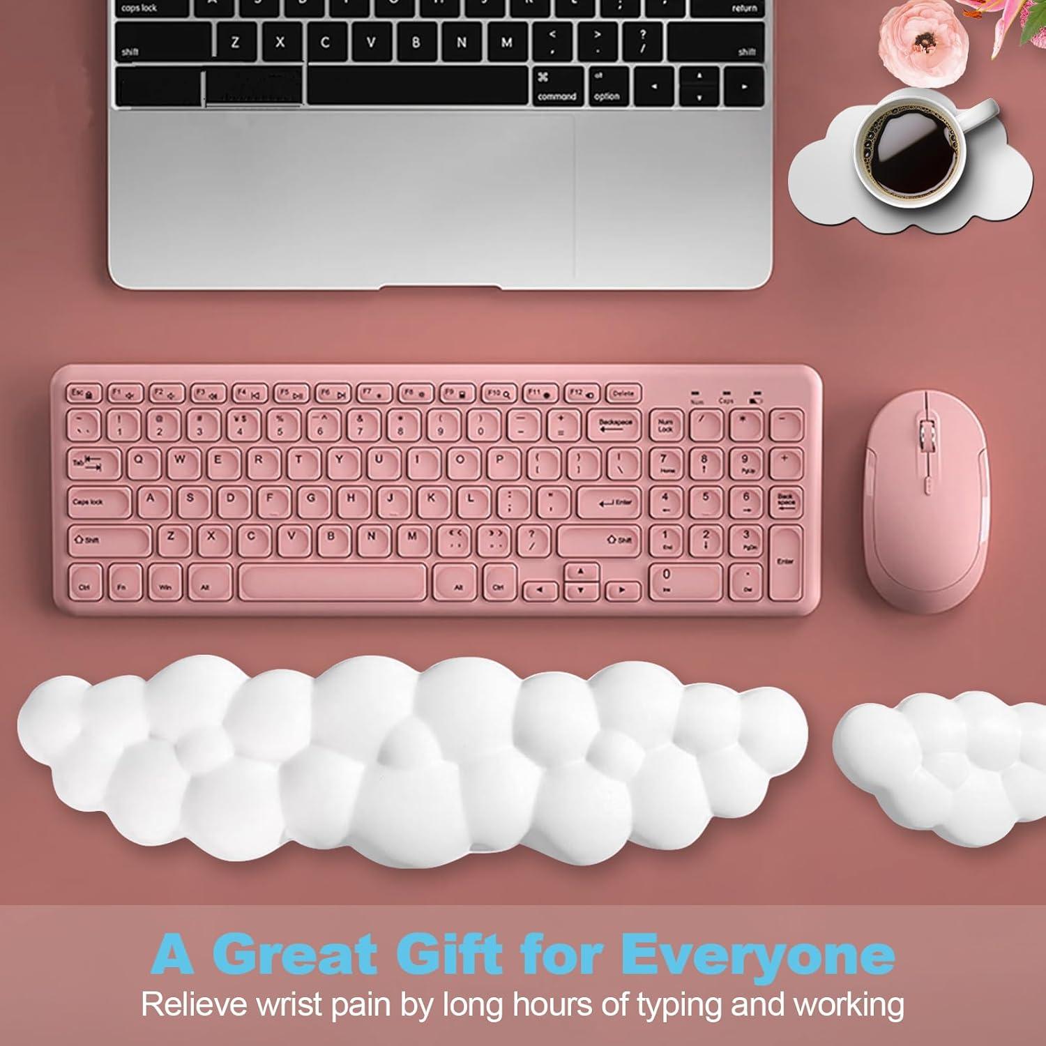 Conjunto de Reposamuñecas Nubes Ergonomicos heqxwl - Blanco