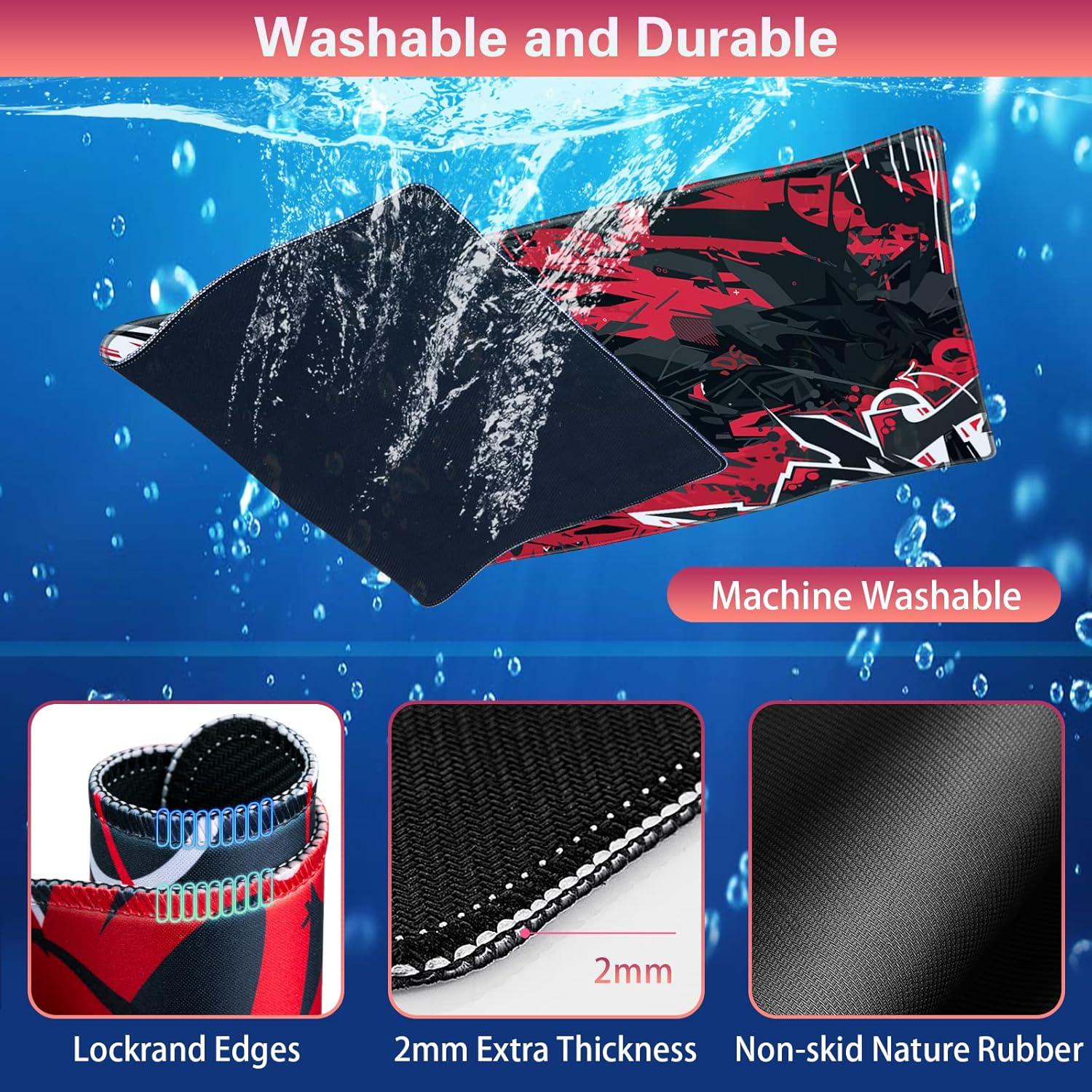 Conjunto Alfombrillas 4-en-1 Canjoy XXL Negro Rojo 90x40 cm