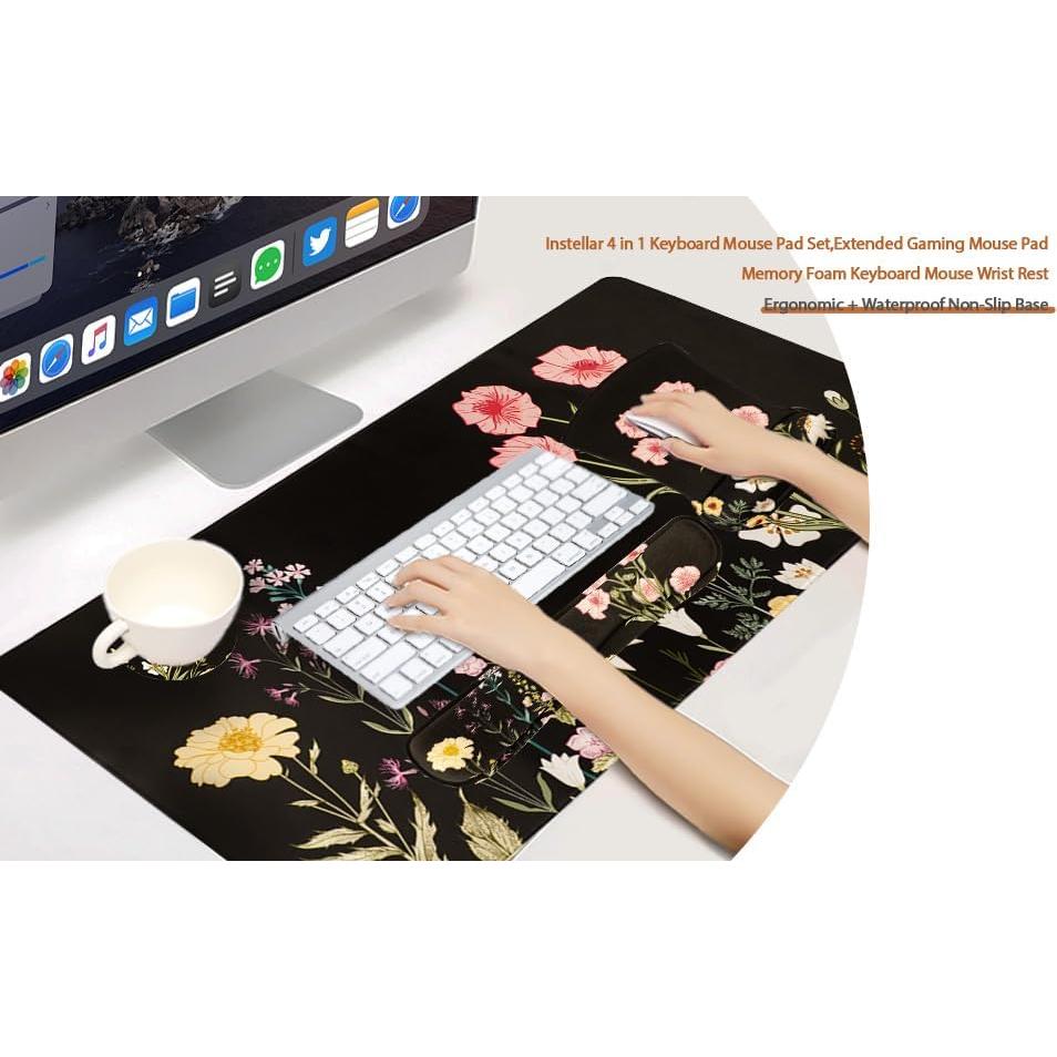 Set Alfombrilla XXL 4en1 Instellar con Reposamuñecas y Posavasos