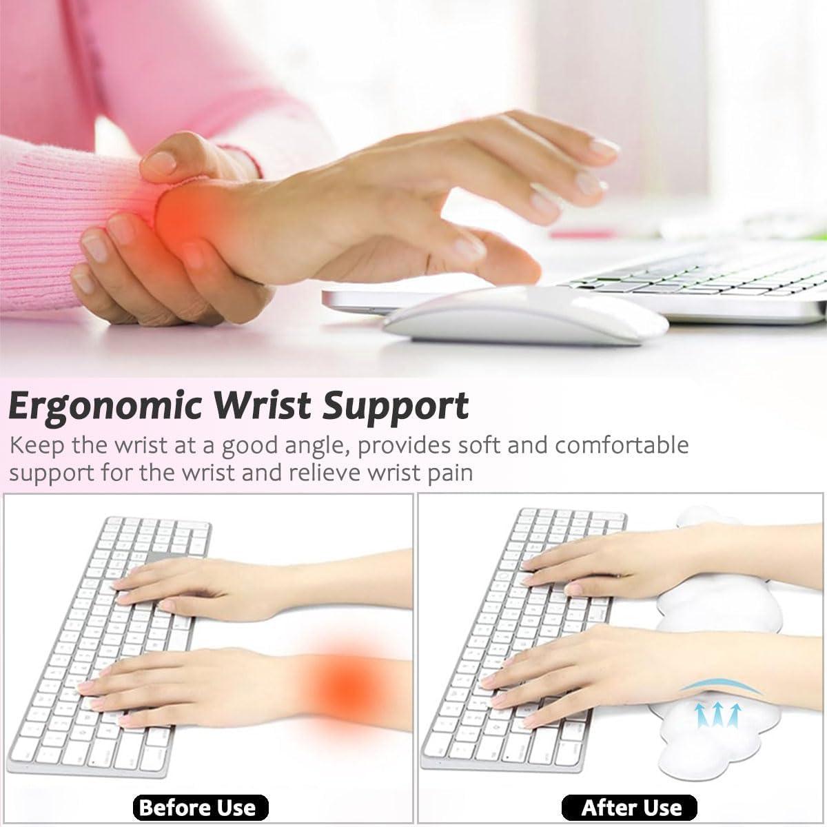 Reposamuñecas Ergonómico Saicok Nube Blanca con Espuma de Memoria