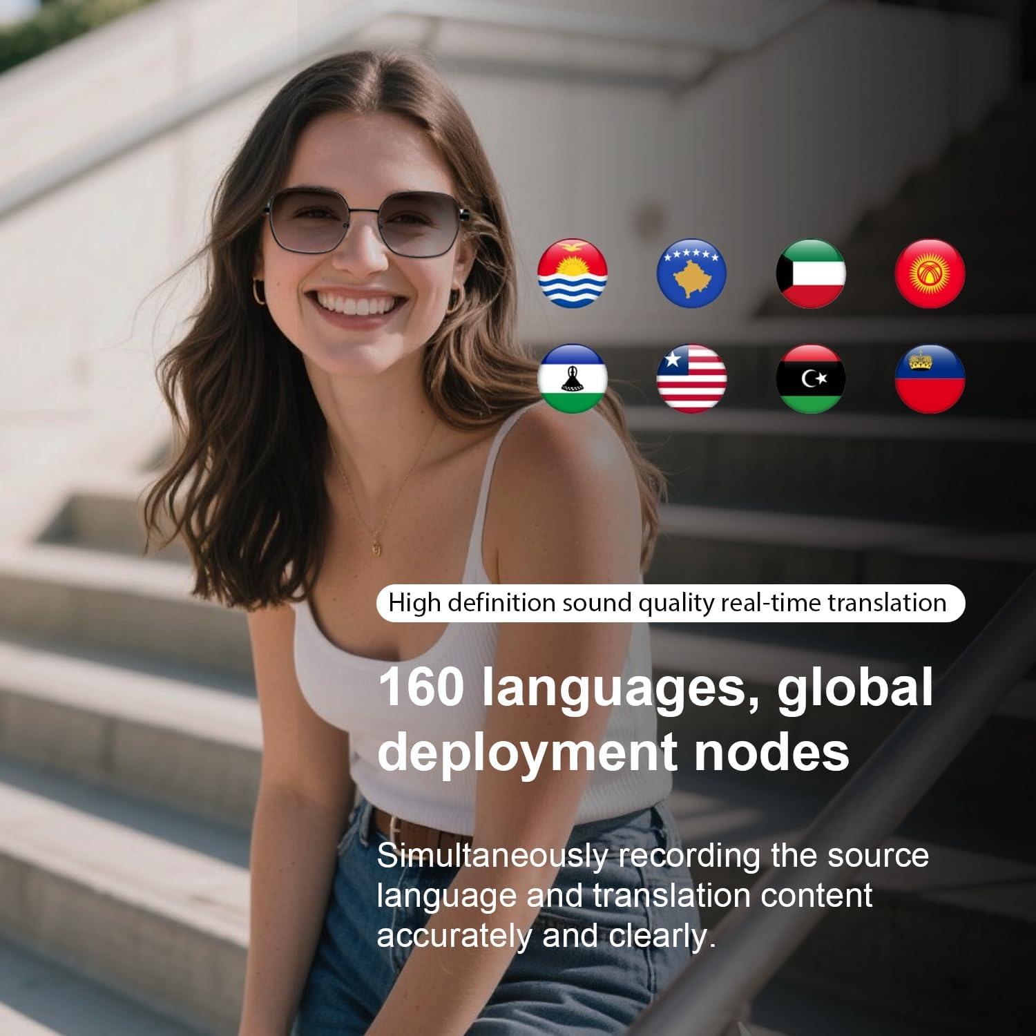 Gafas de Traducción Inteligente AI UF-11, Bluetooth, Reducción de Ruido