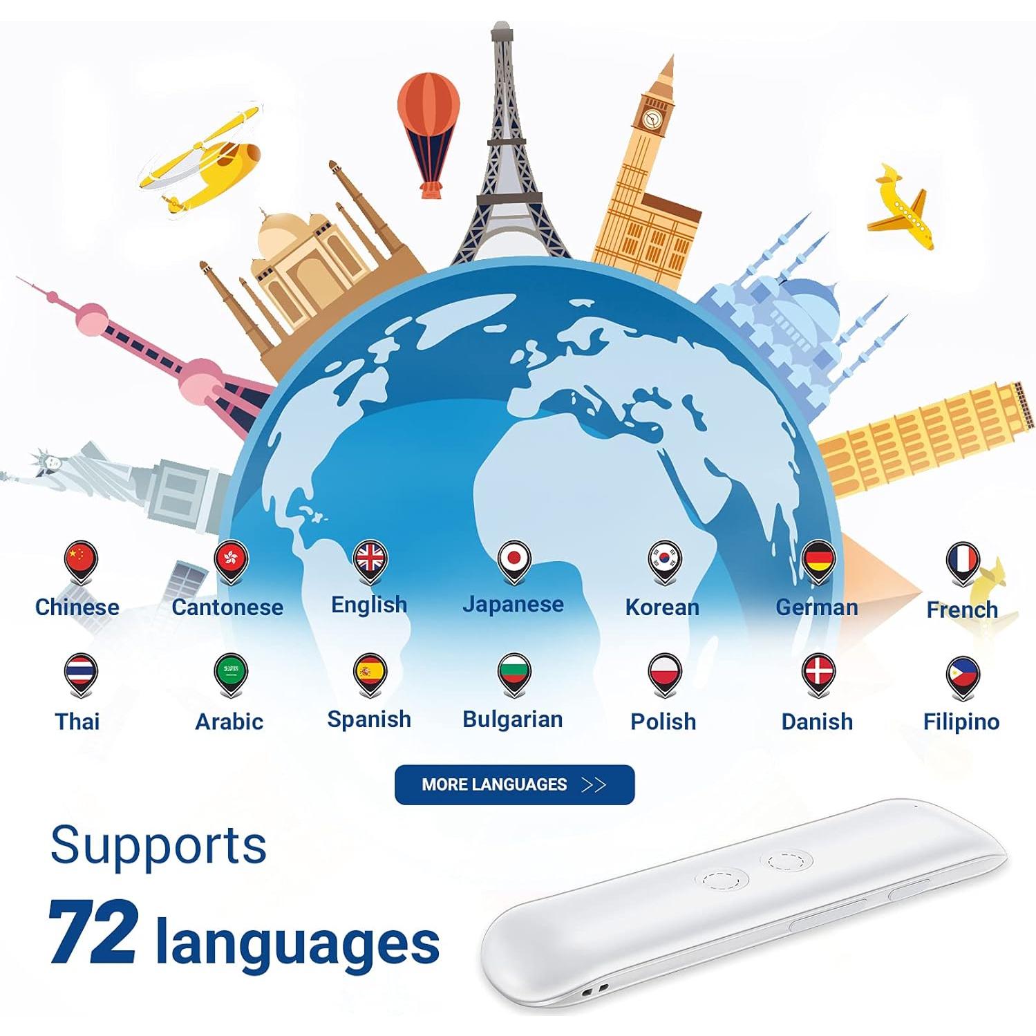 Traductor de Voz XURPURTLK G5 72 Idiomas Bluetooth 4.2