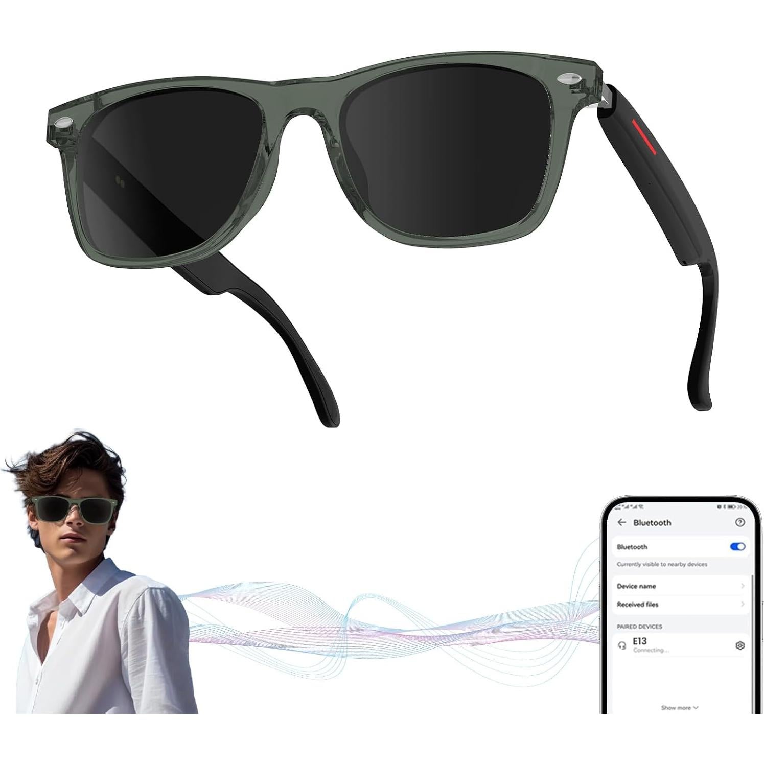 Gafas de Traducción Inteligente Piluyaa E13 Verde Bluetooth