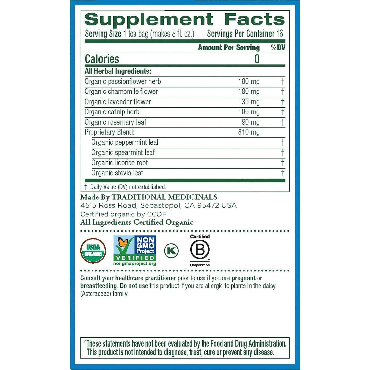 Té de Hierbas Orgánico Traditional Medicinals 16 Bolsitas