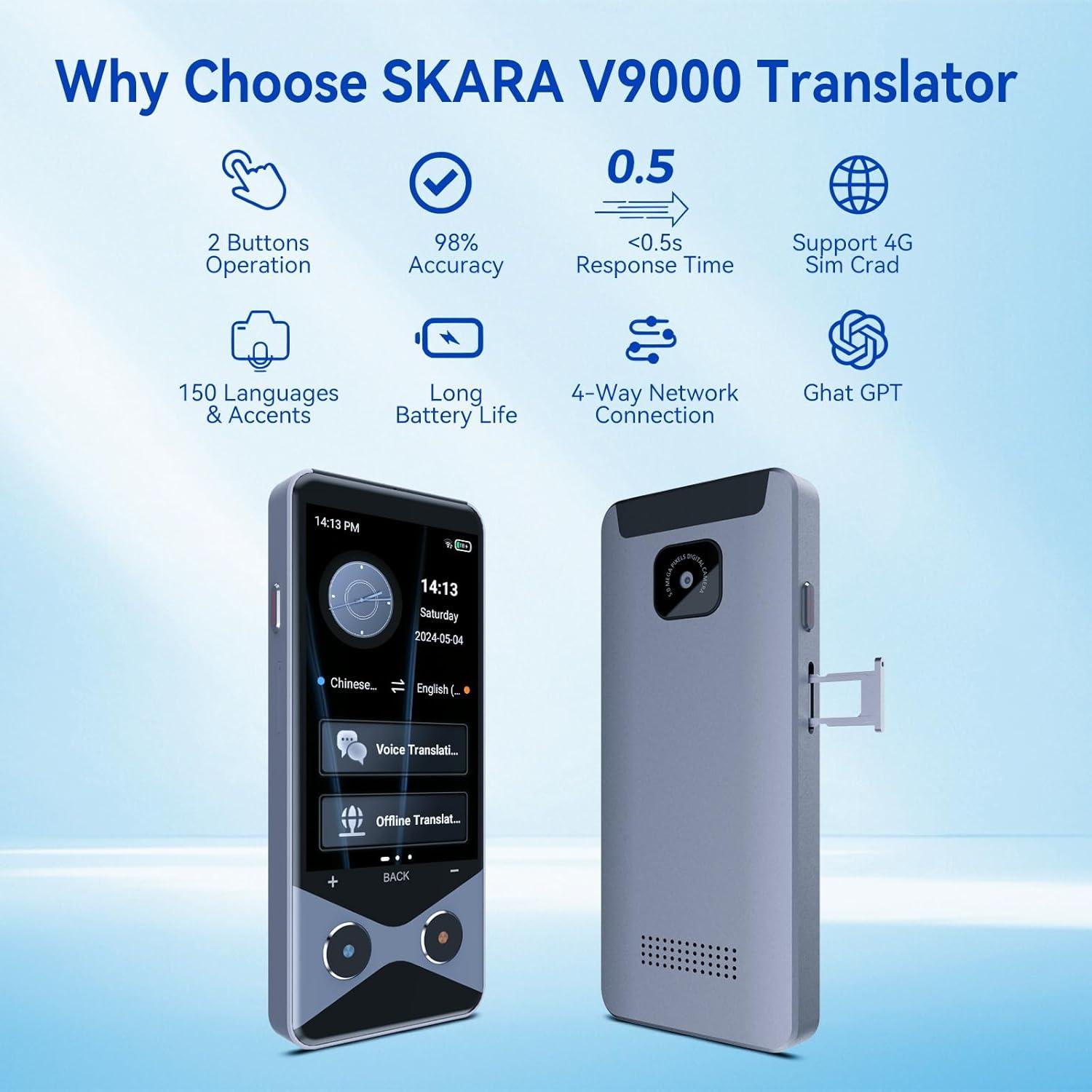 Traductor de Idiomas SKARA 2025 con SIM 4G y 137 Idiomas