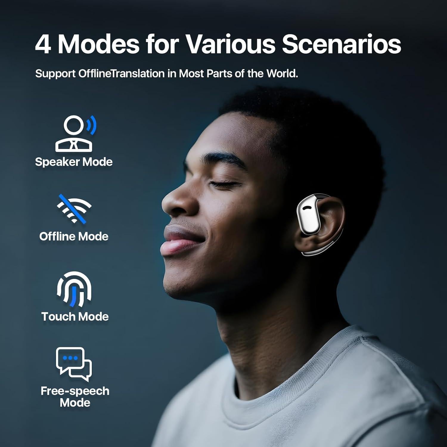 Auriculares Traductores AI Merryking MK75 144 Idiomas Negro