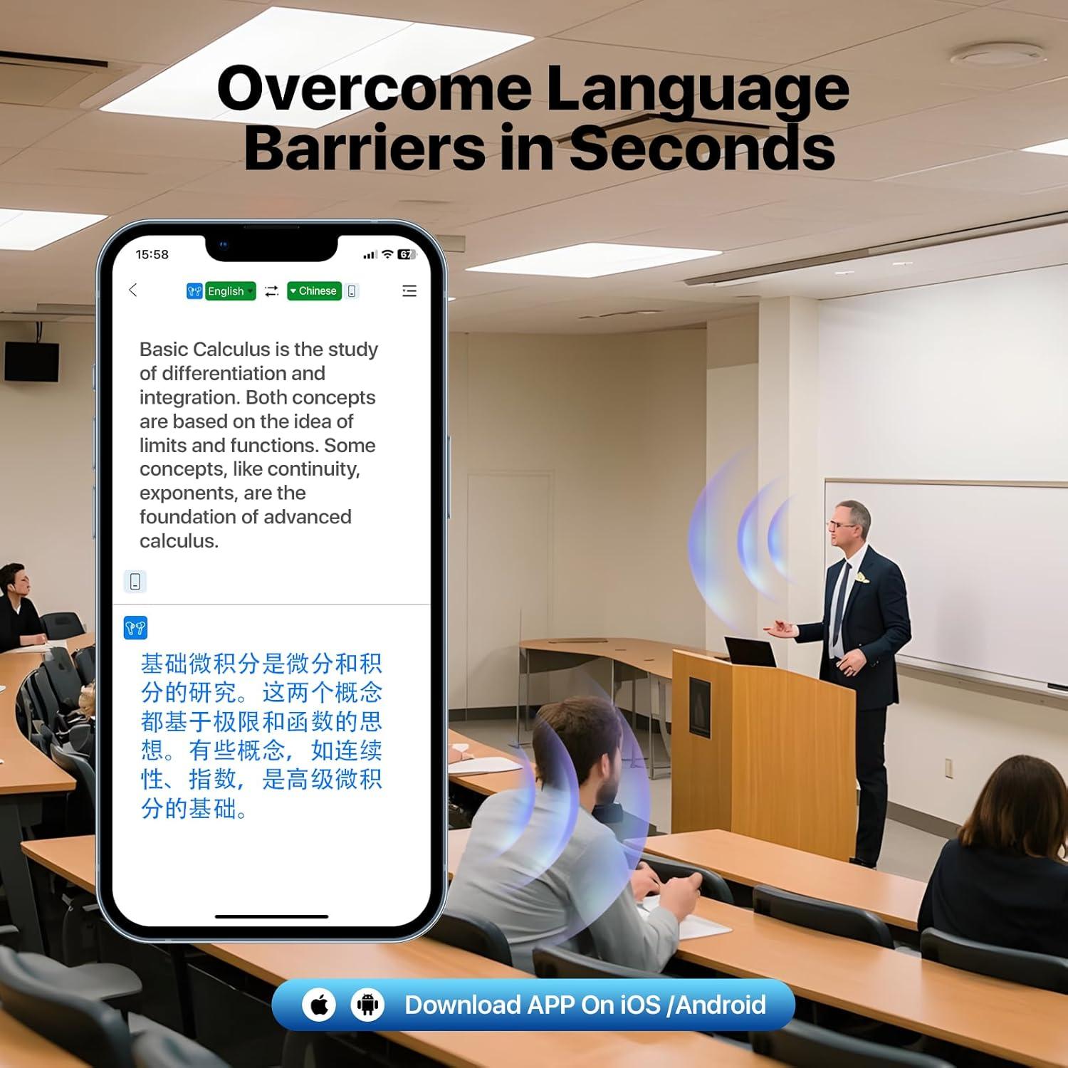 Auriculares Traductores AI Merryking MK75 144 Idiomas Negro