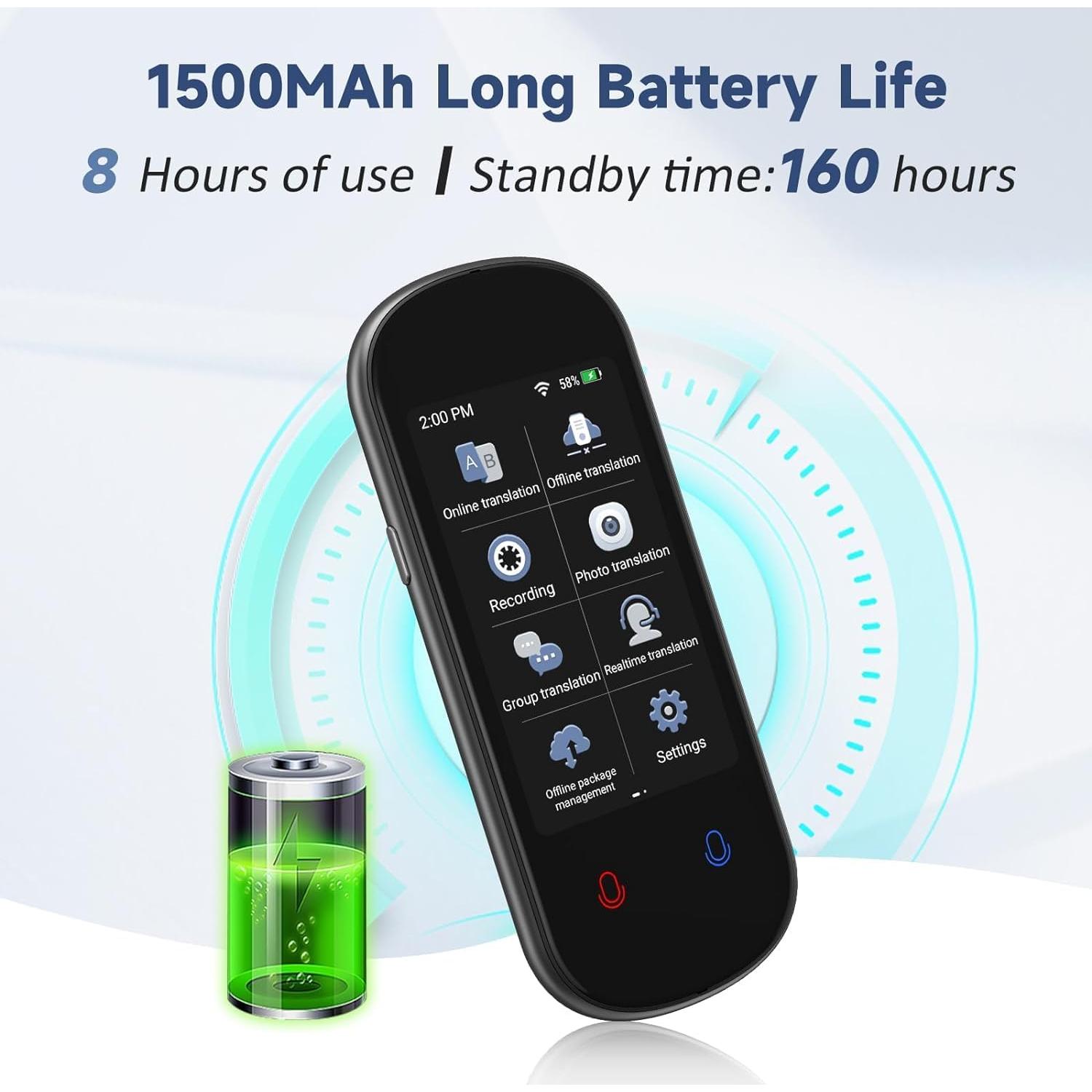 Traductor de Idiomas Simbago Z2 Portátil 137 Idiomas Voz HD