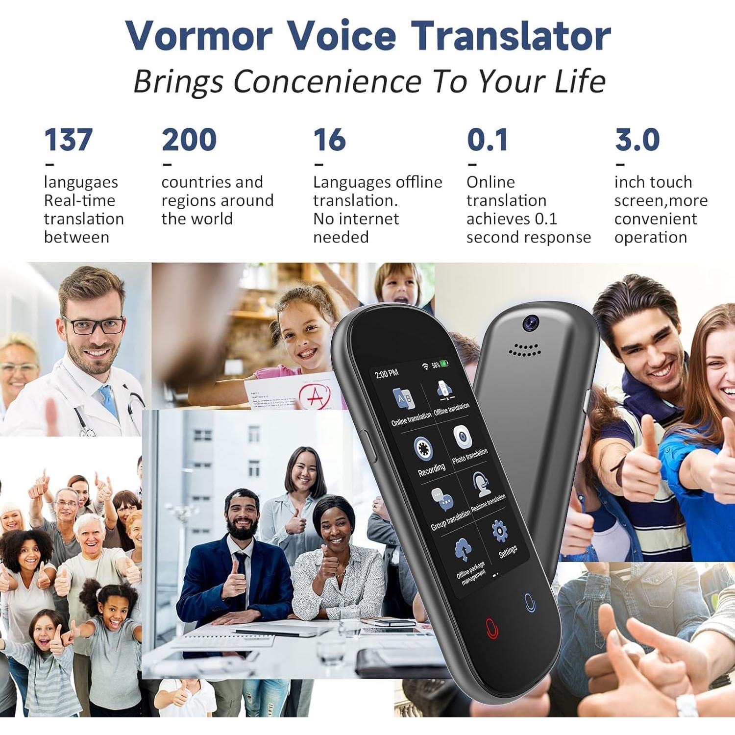 Traductor de Idiomas Simbago Z2 Portátil 137 Idiomas Voz HD