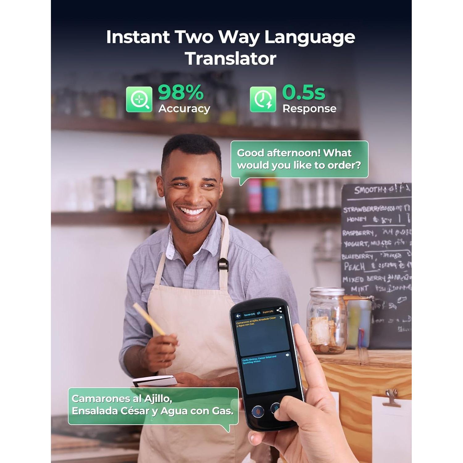 Traductor de Idiomas AI SVANTTO P60, 142 Idiomas, Offline, 8H Batería