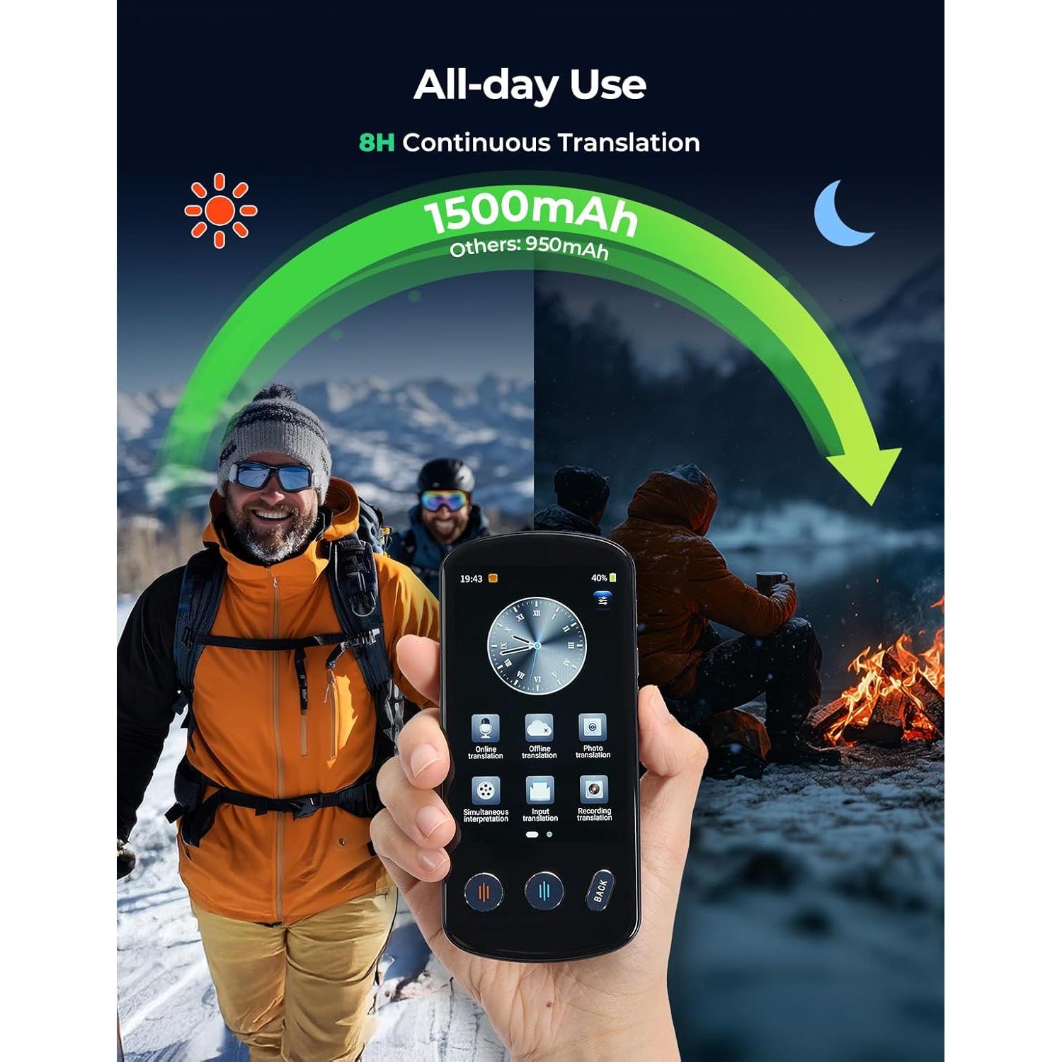 Traductor de Idiomas AI SVANTTO P60, 142 Idiomas, Offline, 8H Batería
