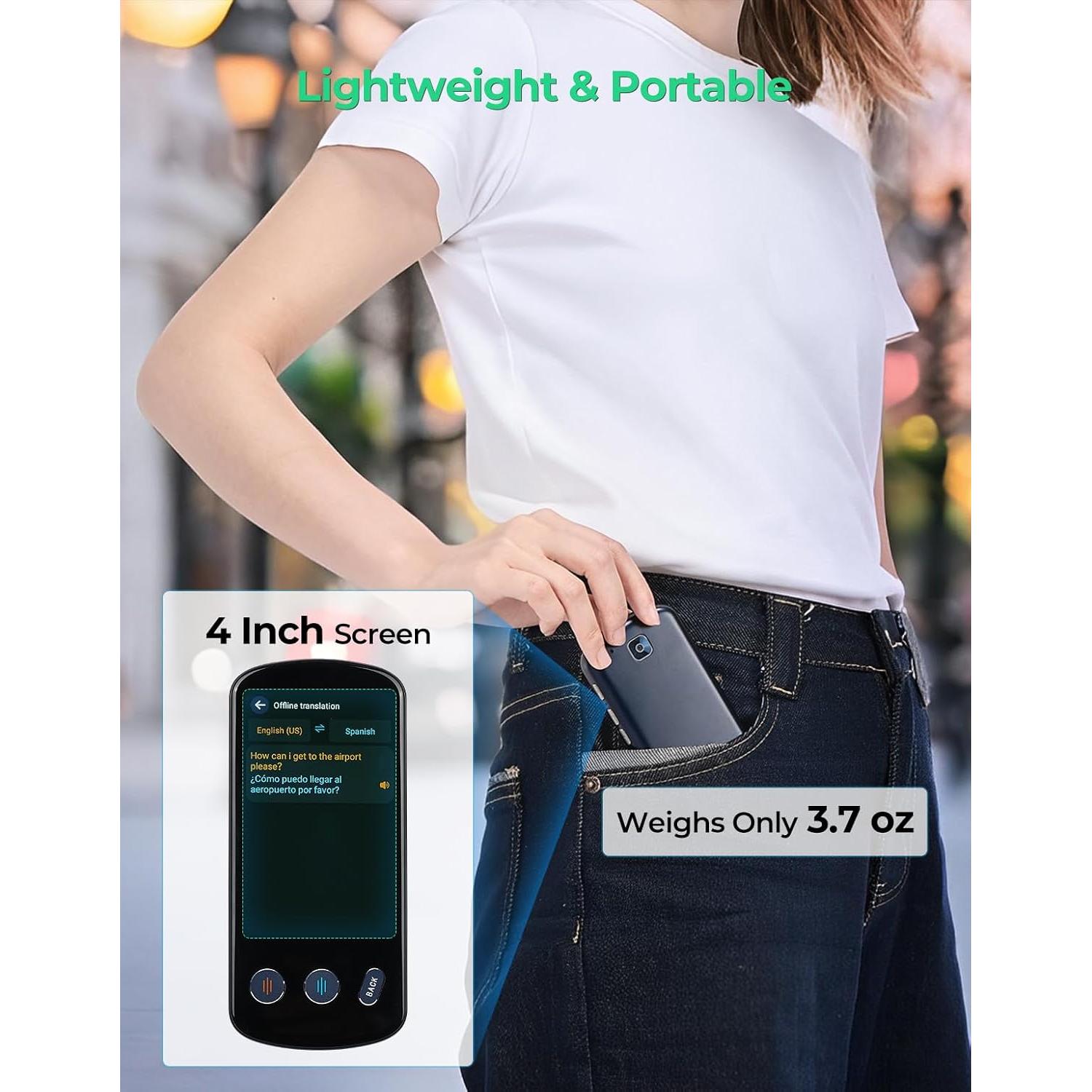 Traductor de Idiomas AI SVANTTO P60, 142 Idiomas, Offline, 8H Batería