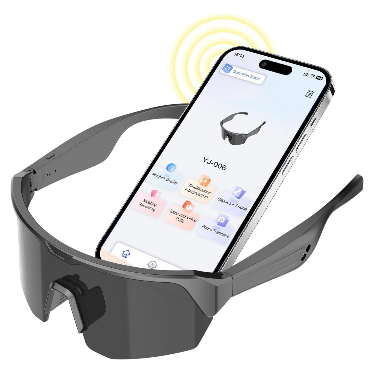 Gafas Inteligentes AI YJ006 con Traducción en Tiempo Real Plata