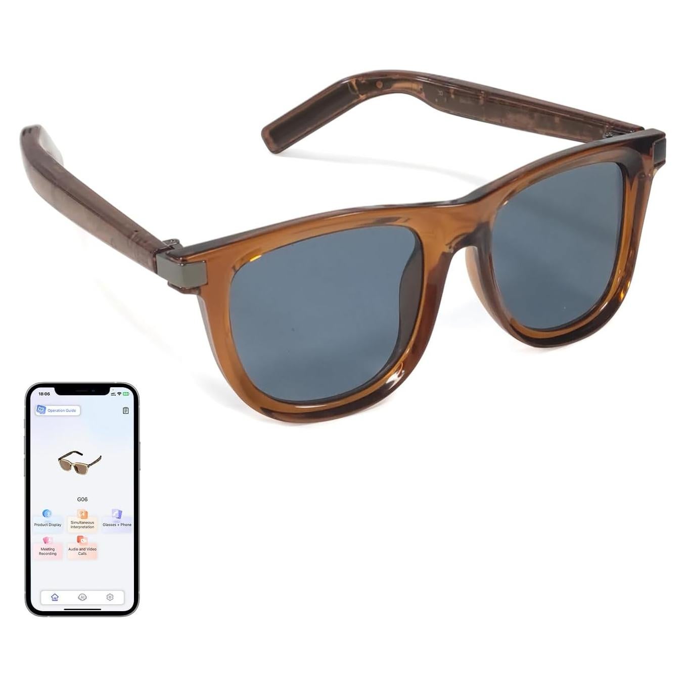 Gafas Inteligentes AI Tulbeys G06 Marrón con Traducción en Tiempo Real