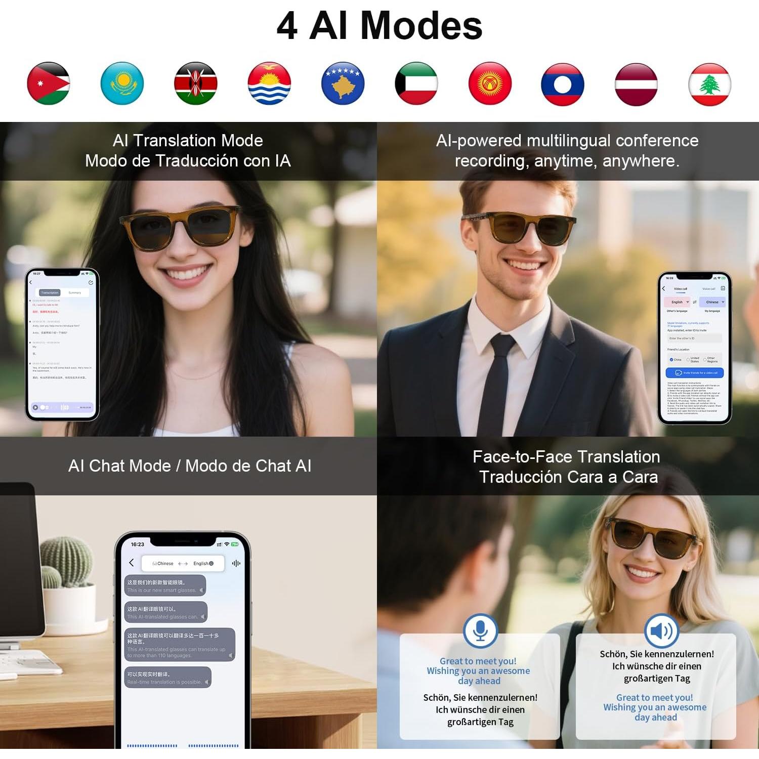Gafas Inteligentes AI Tulbeys G06 Marrón con Traducción en Tiempo Real
