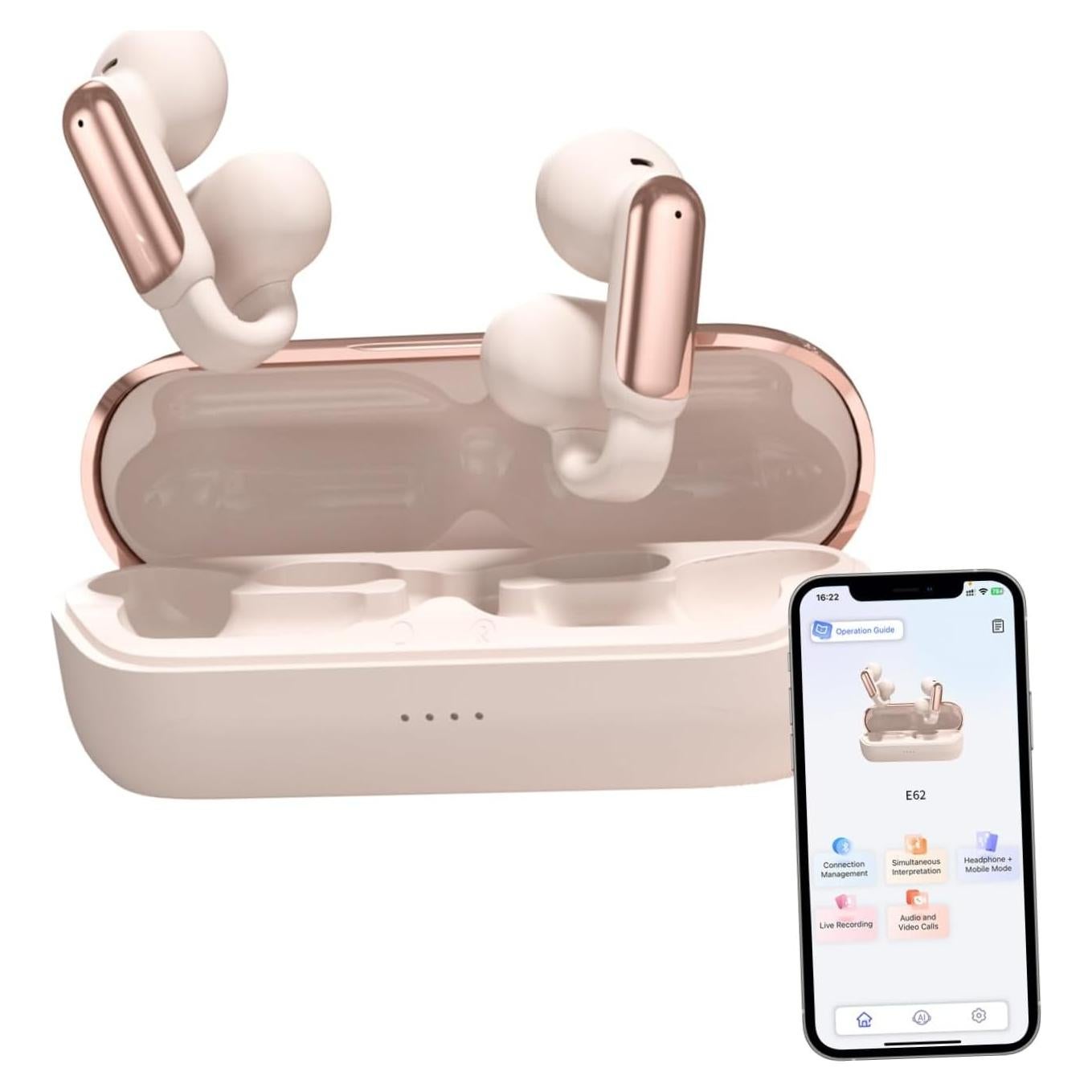 Auriculares Traductores AI Tulbeys Oro Rosa 3-en-1 Bluetooth