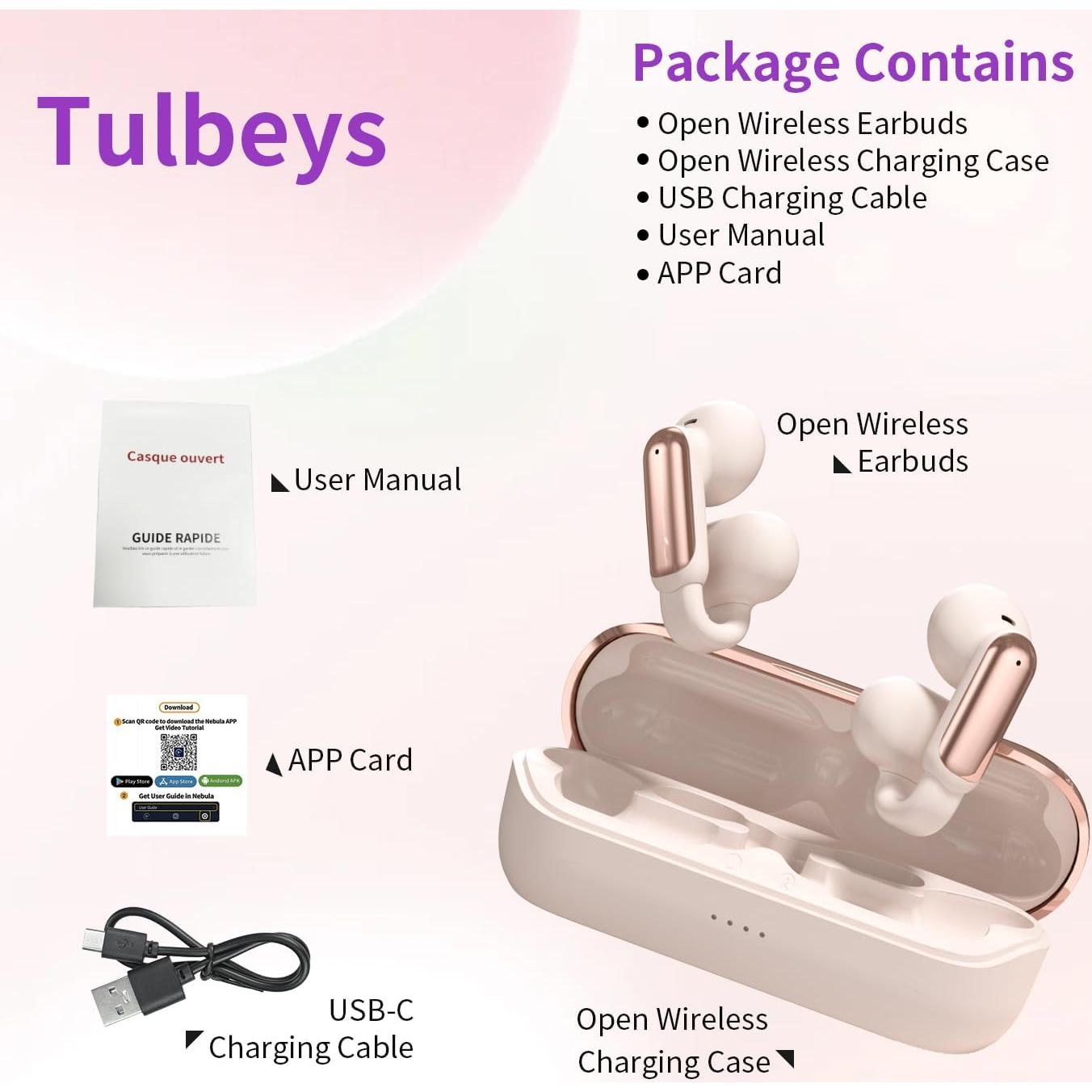 Auriculares Traductores AI Tulbeys Oro Rosa 3-en-1 Bluetooth