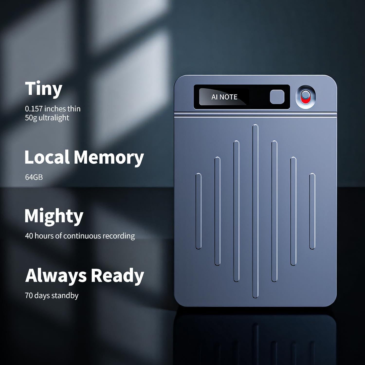 Grabadora de Voz AI Masdio MAS-DVR-1, 64GB, 40H Batería