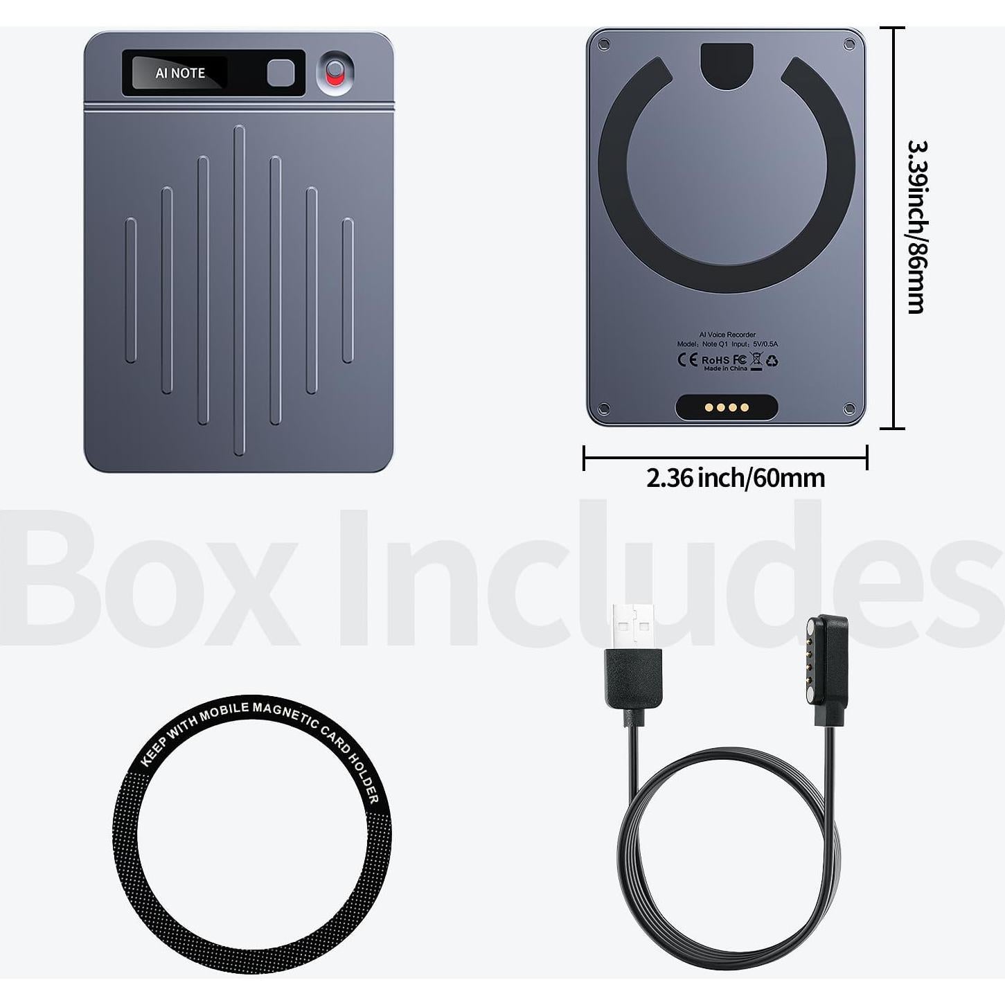 Grabadora de Voz AI Masdio MAS-DVR-1, 64GB, 40H Batería