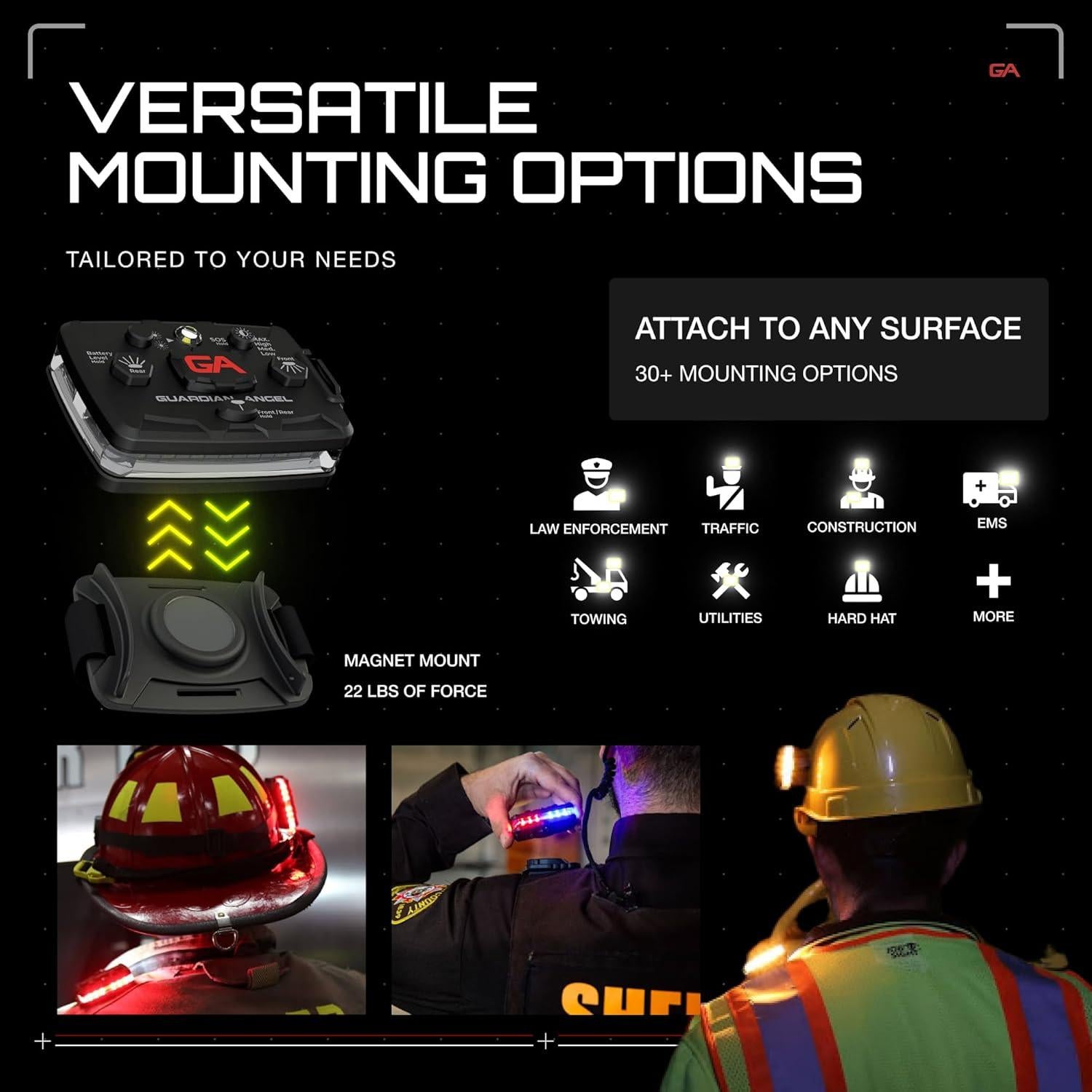 Luz de Seguridad LED Ángel Guardián Elite - Recargable, Magnética, 18 LEDs