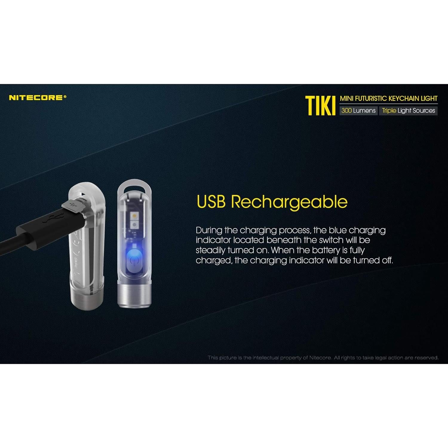 Linterna de llavero Nitecore Tiki 300 lúmenes USB-C recargable