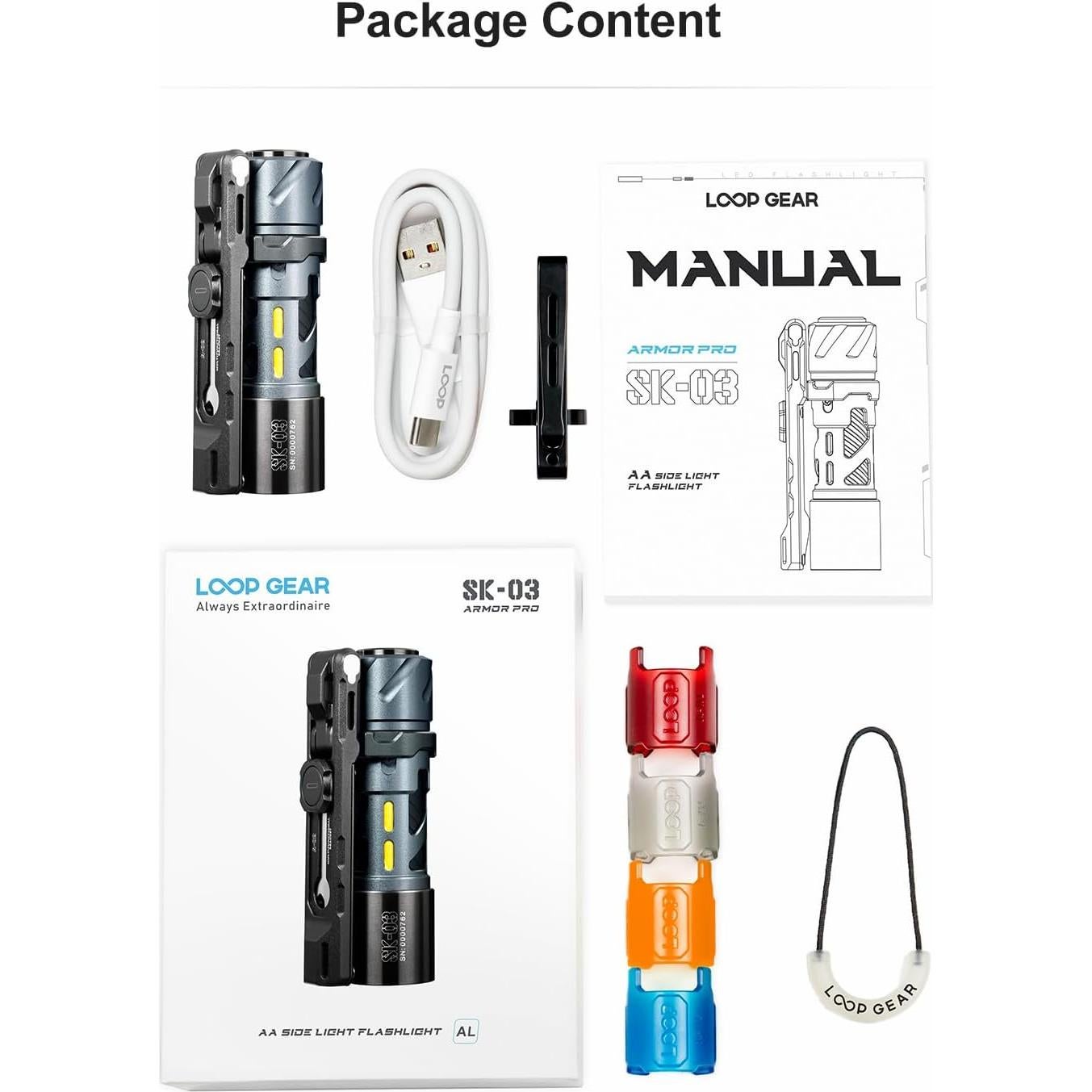 Linterna Recargable EDC LOOP GEAR SK03 Pro 1000 Lúmenes