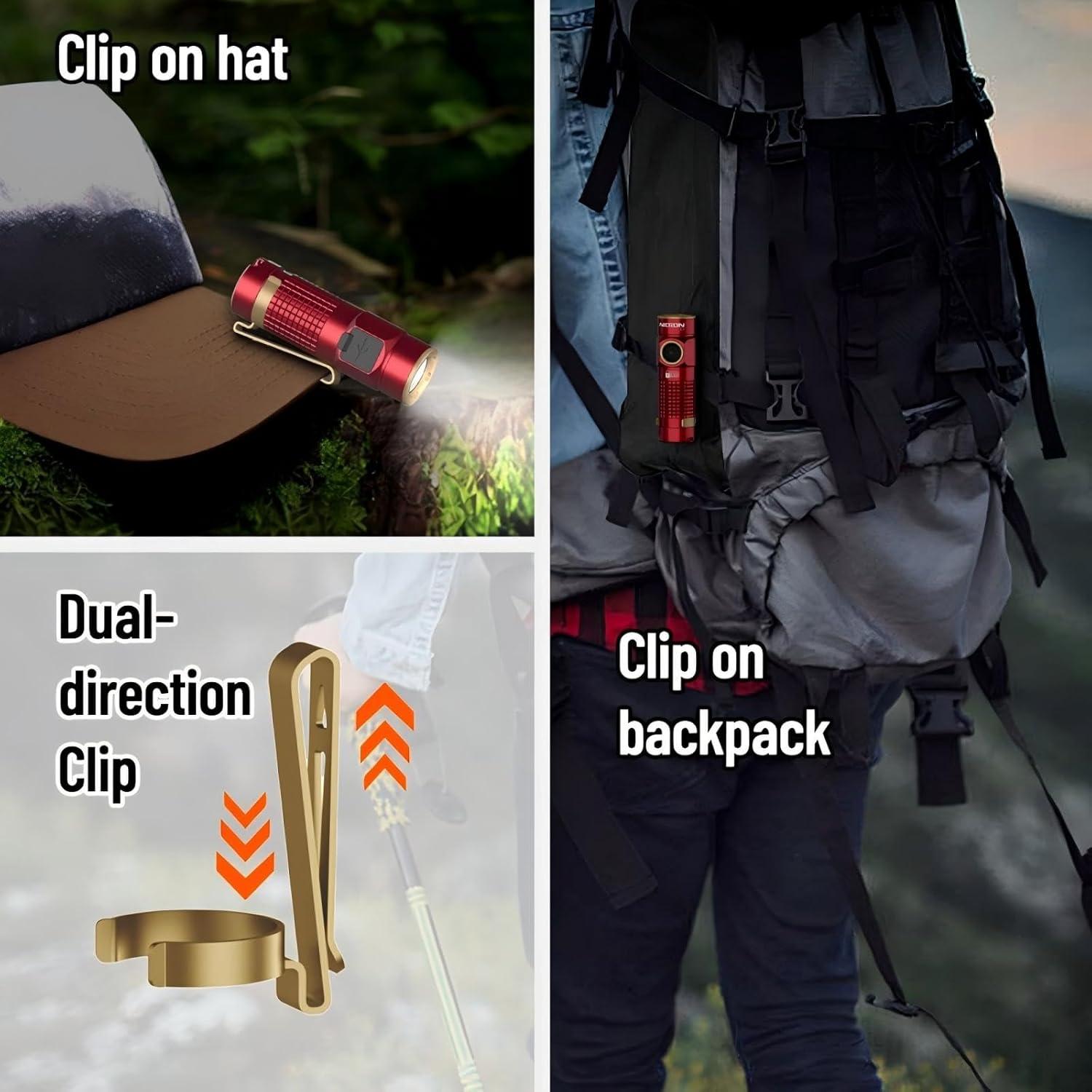 Linterna LED Recargable NICRON C1 Mini 1200 Lúmenes Rojo