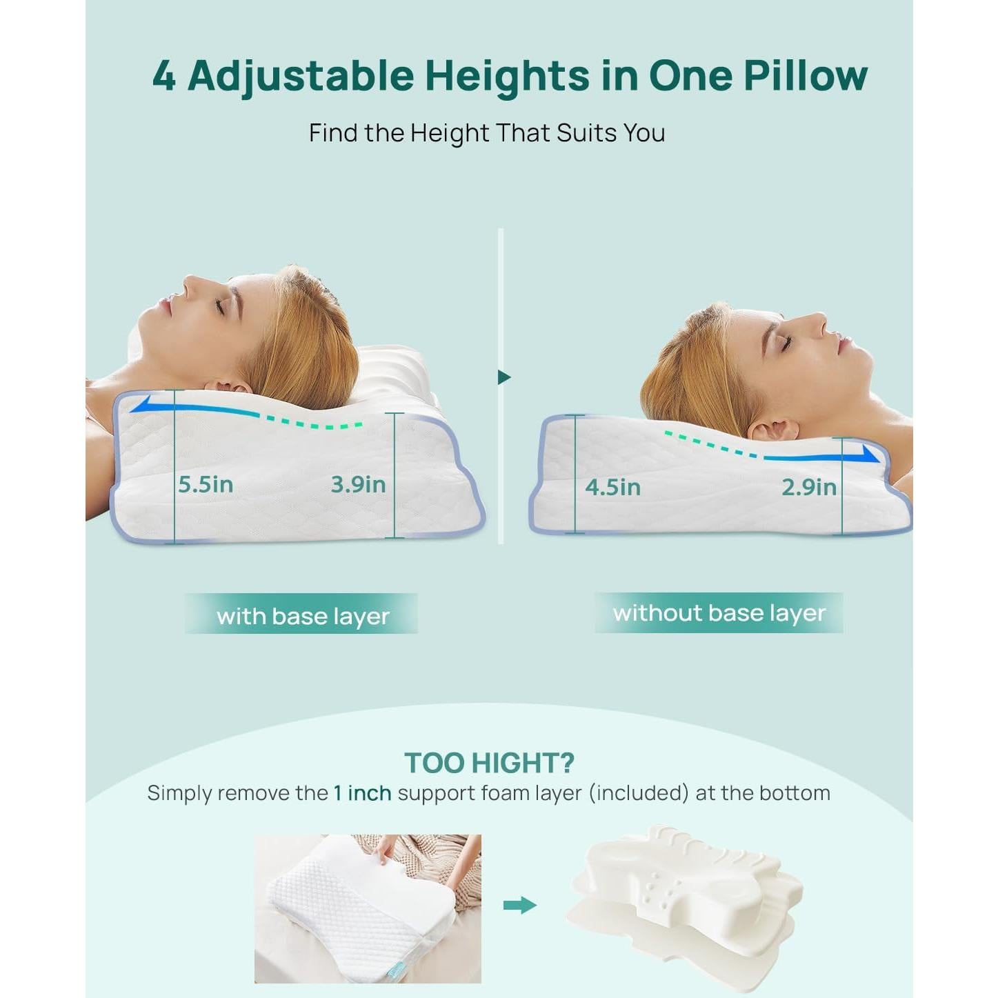 Almohada Cervical Ergonómica Releep RL-107 Ajustable Refrigerante