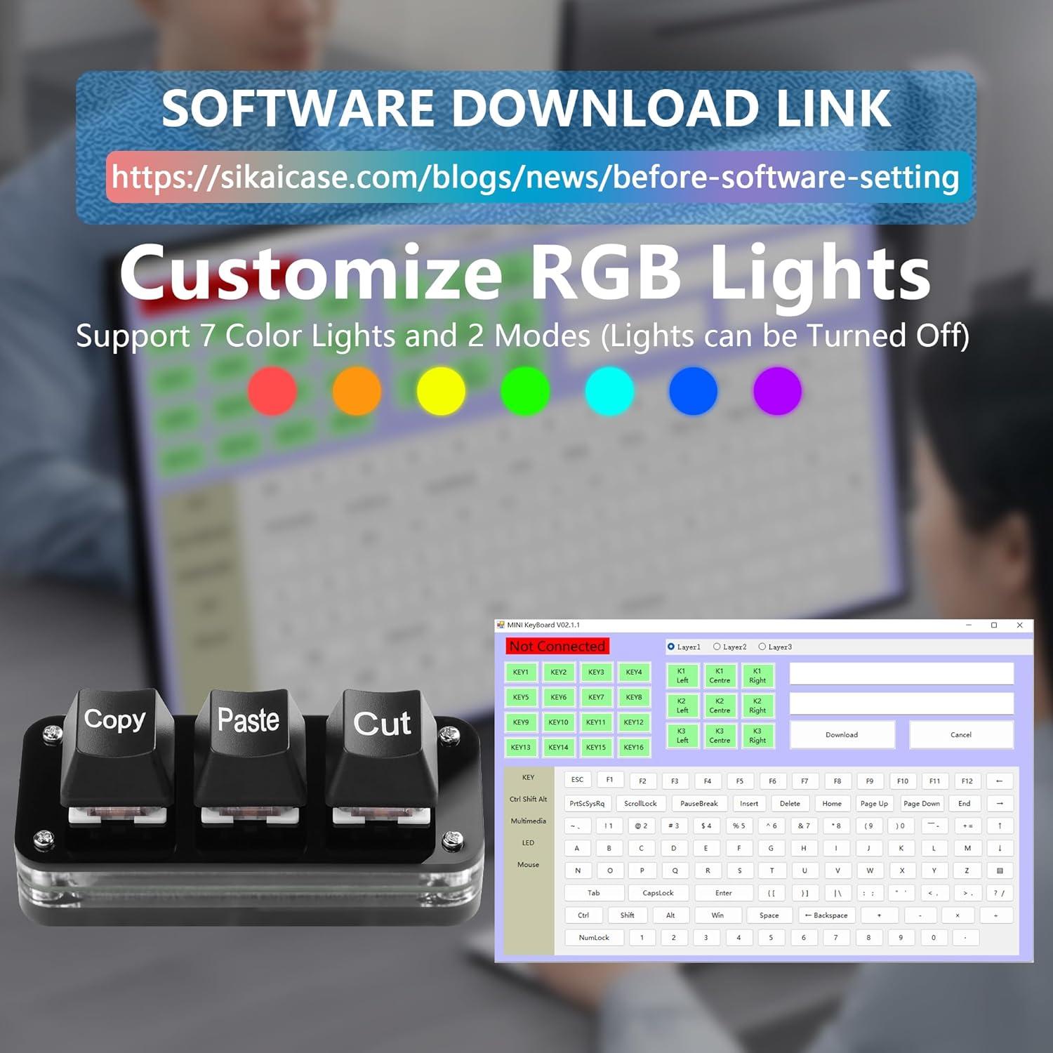 Teclado Mecánico Mini SinLoon 3 Teclas RGB Programable
