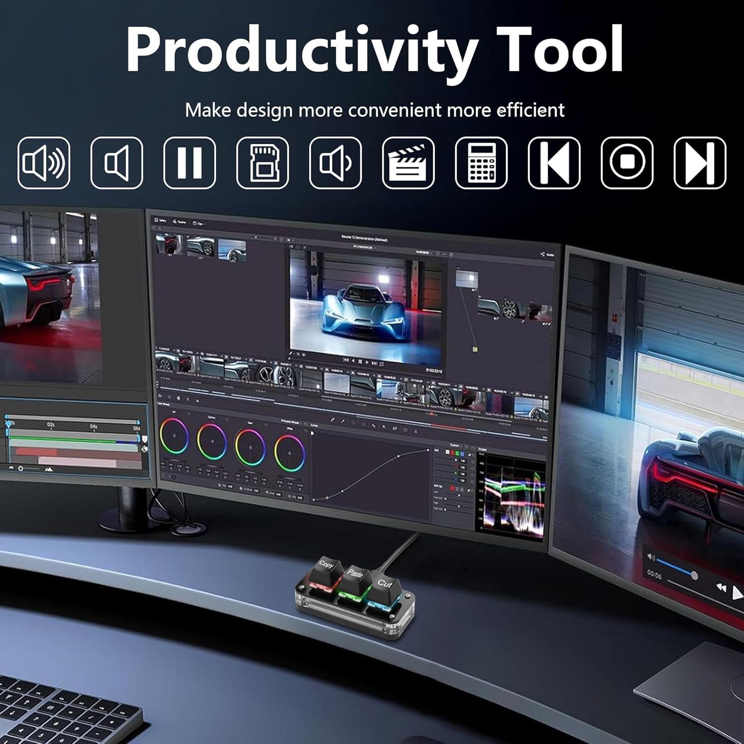 Teclado Mecánico Mini SinLoon 3 Teclas RGB Programable