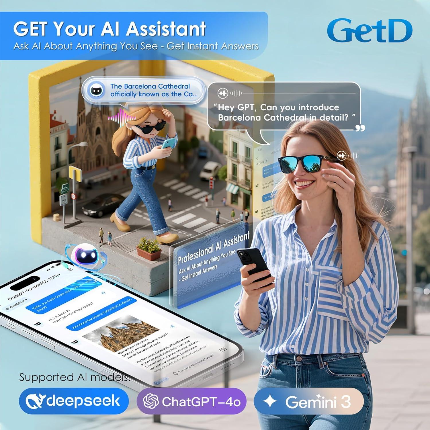 Gafas AI GetD GG13 con Lentes Polarizadas y Bluetooth