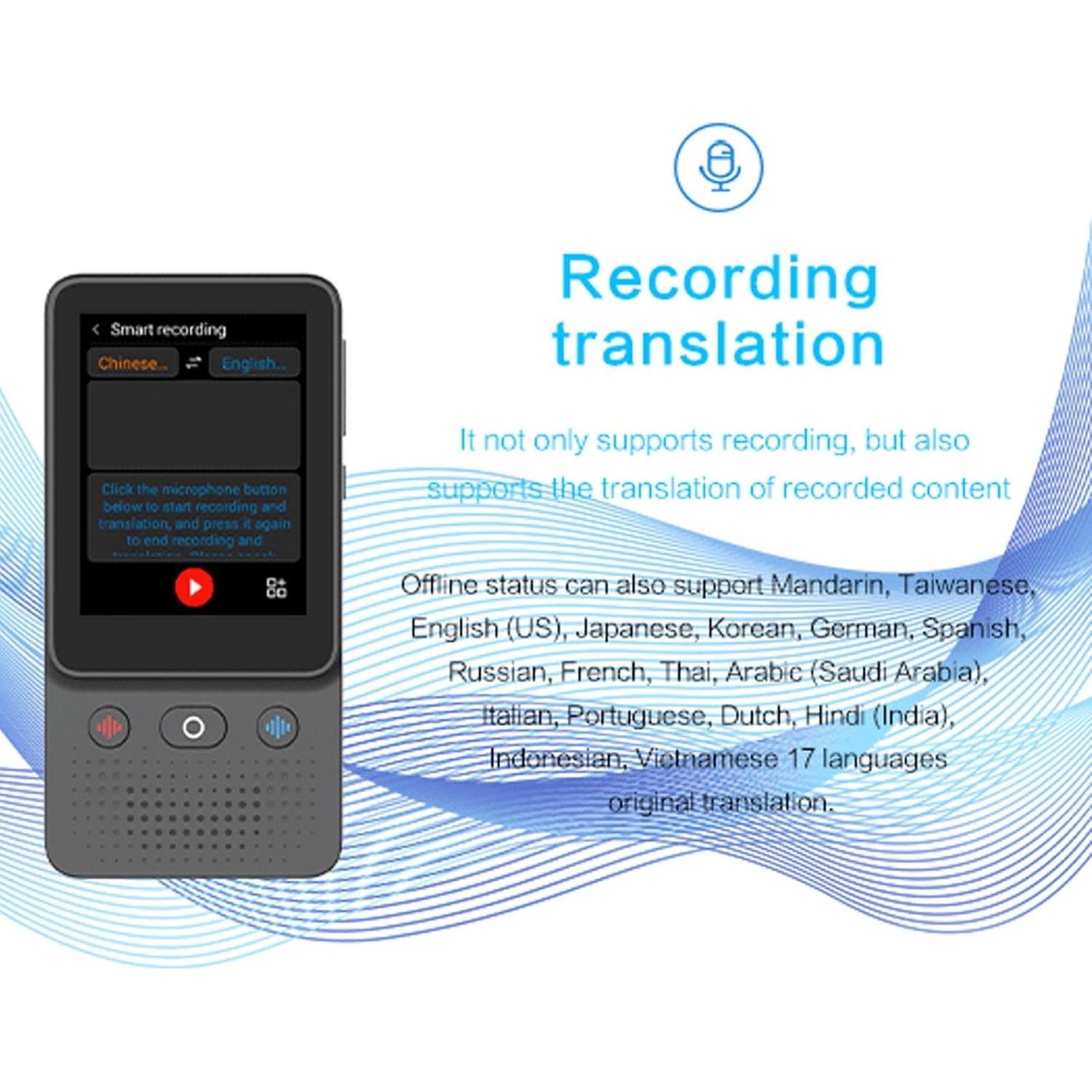 Traductor de Voz Inteligente Yoidesu 138 Idiomas Pantalla 3"