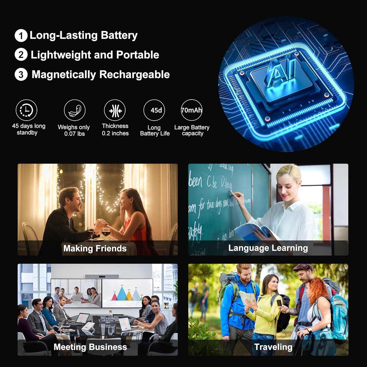 Traductor de Idiomas AI BTX Ai 102 Blanco - Offline, 50 Idiomas