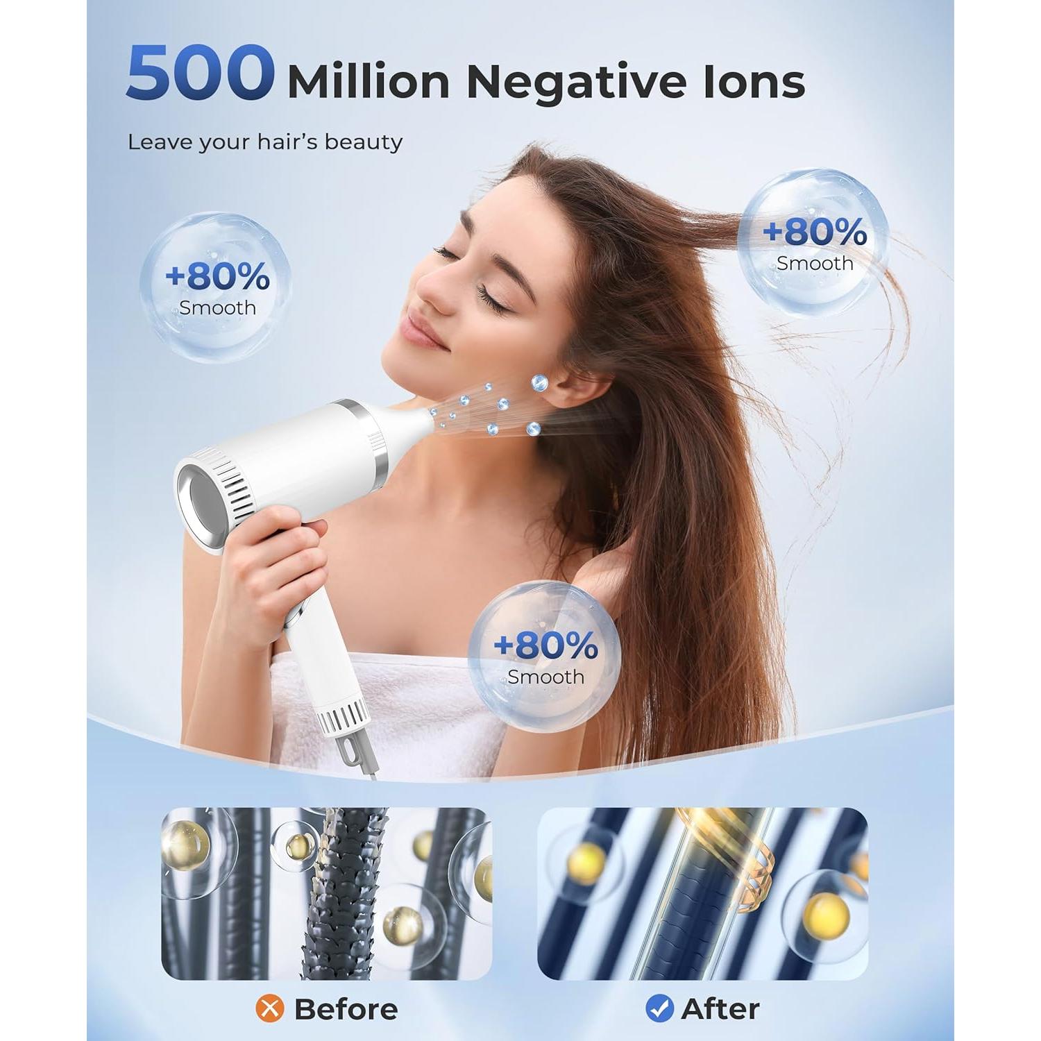 Secador de Pelo Colorsmoon G25, 100,000 RPM, Difusor y Boquilla