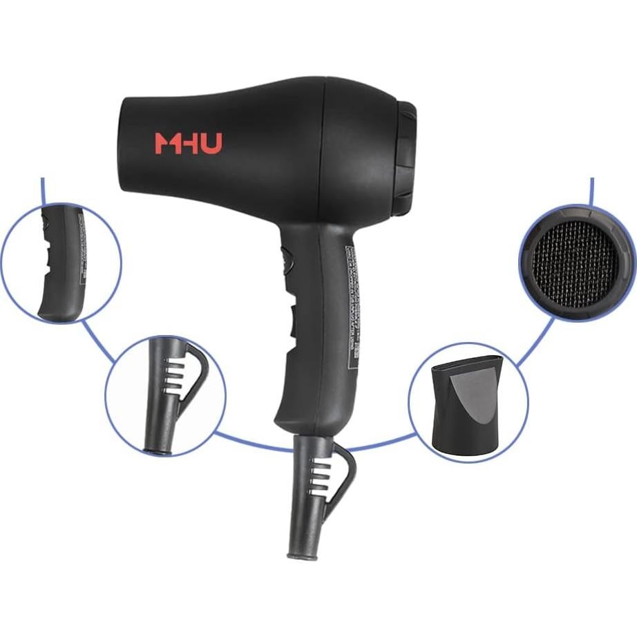 Secador de Pelo Mini Cerámico iónico 1000W Negro