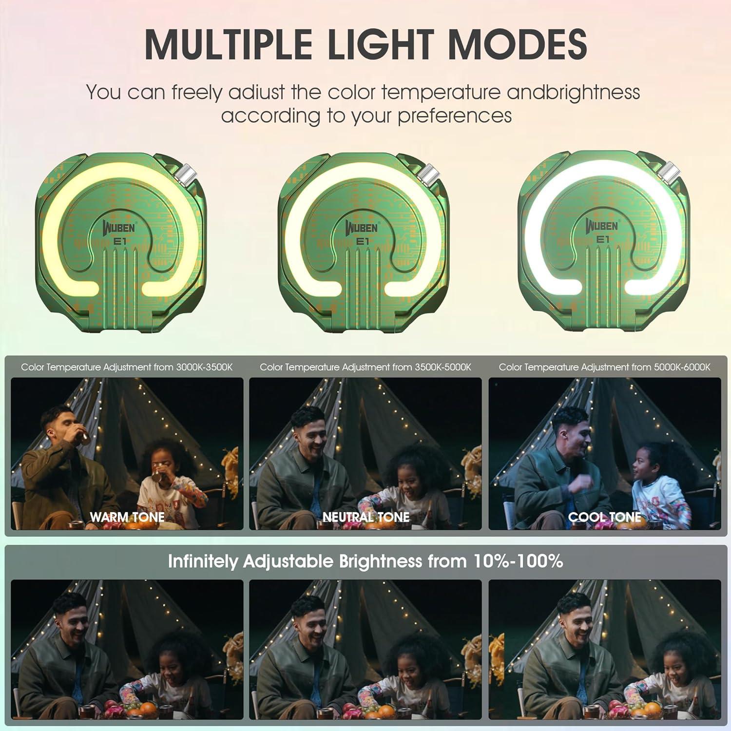 Luz de Anillo Portátil WUBEN E1 para Selfie 300 Lúmenes