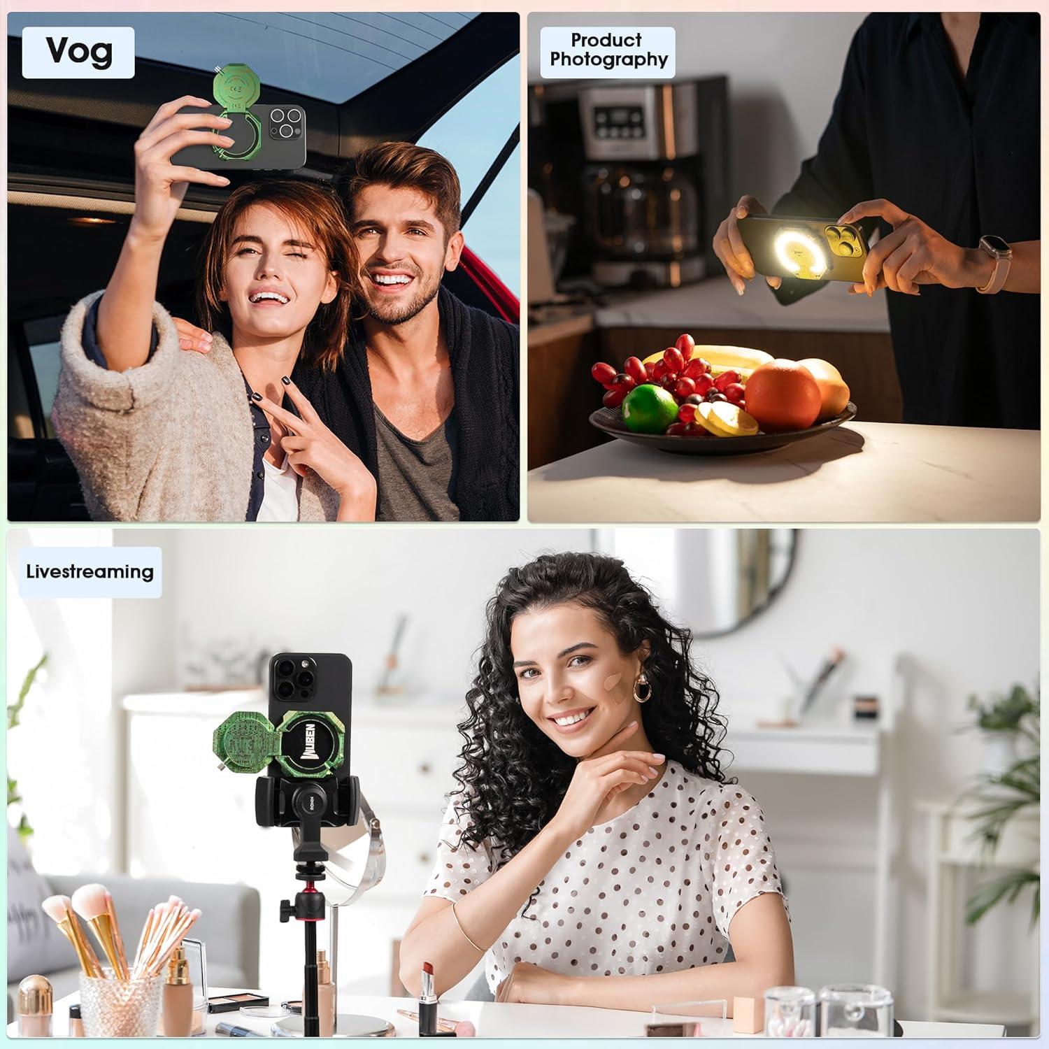 Luz de Anillo Portátil WUBEN E1 para Selfie 300 Lúmenes