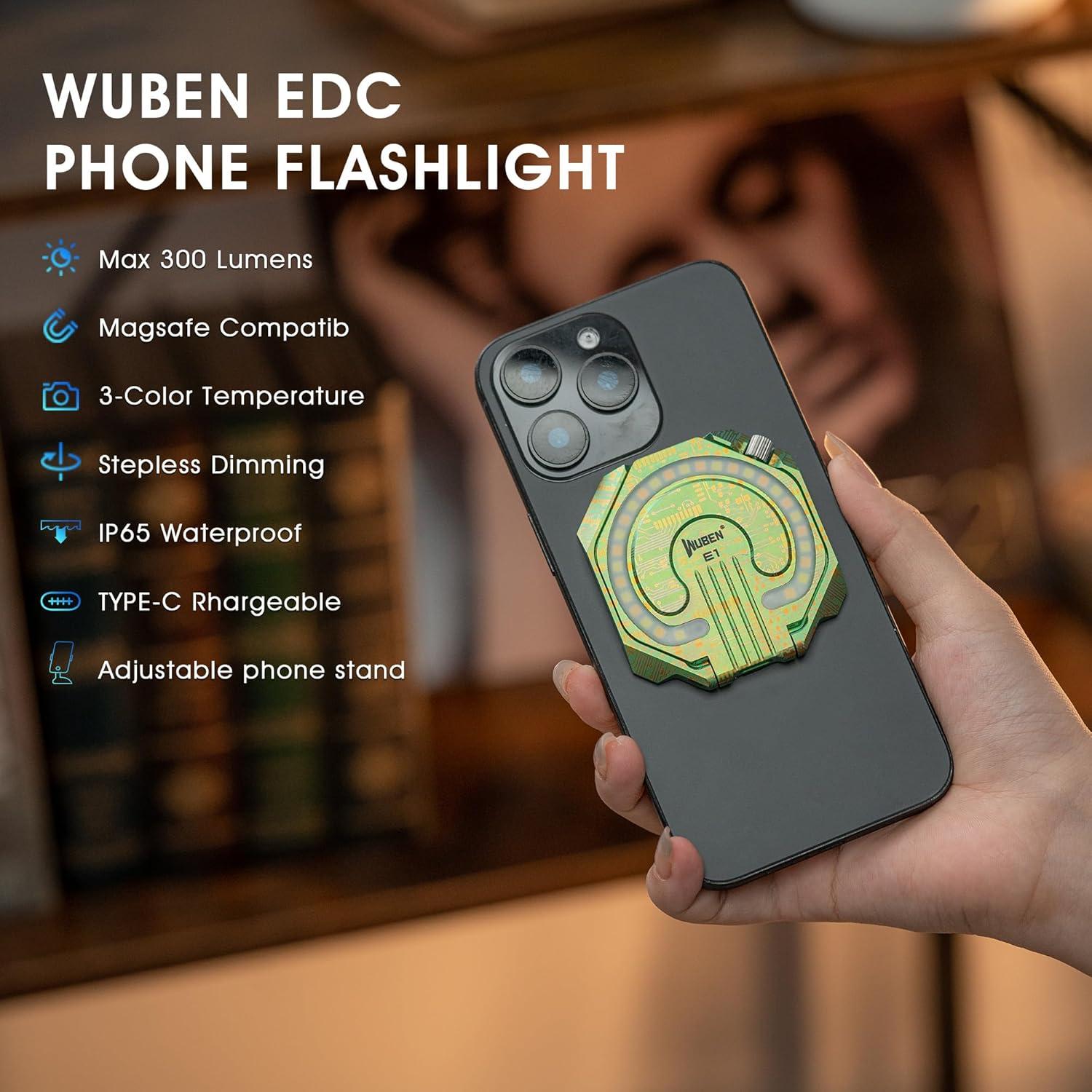 Luz de Anillo Portátil WUBEN E1 para Selfie 300 Lúmenes